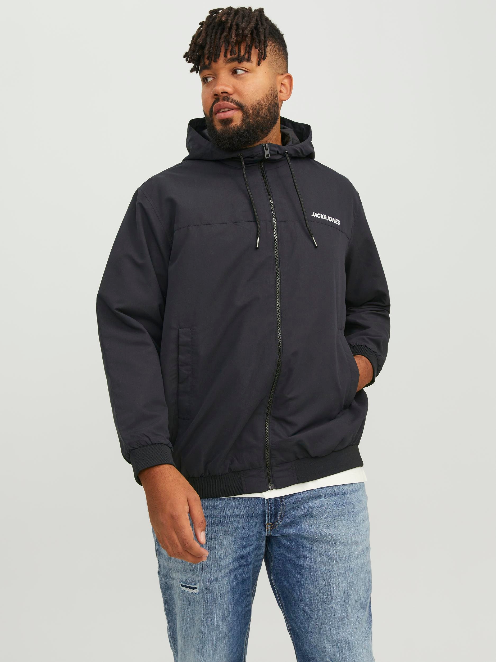 Jack & Jones PlusSize Bomberjacke »JJERUSH HOOD BOMBER NOOS PLS«, mit Kapuze