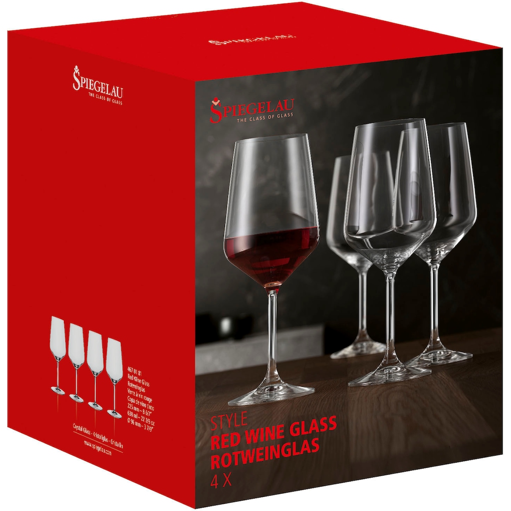 SPIEGELAU Rotweinglas »Style«, (Set, 4 tlg., Set bestehend aus 4 Gläsern)