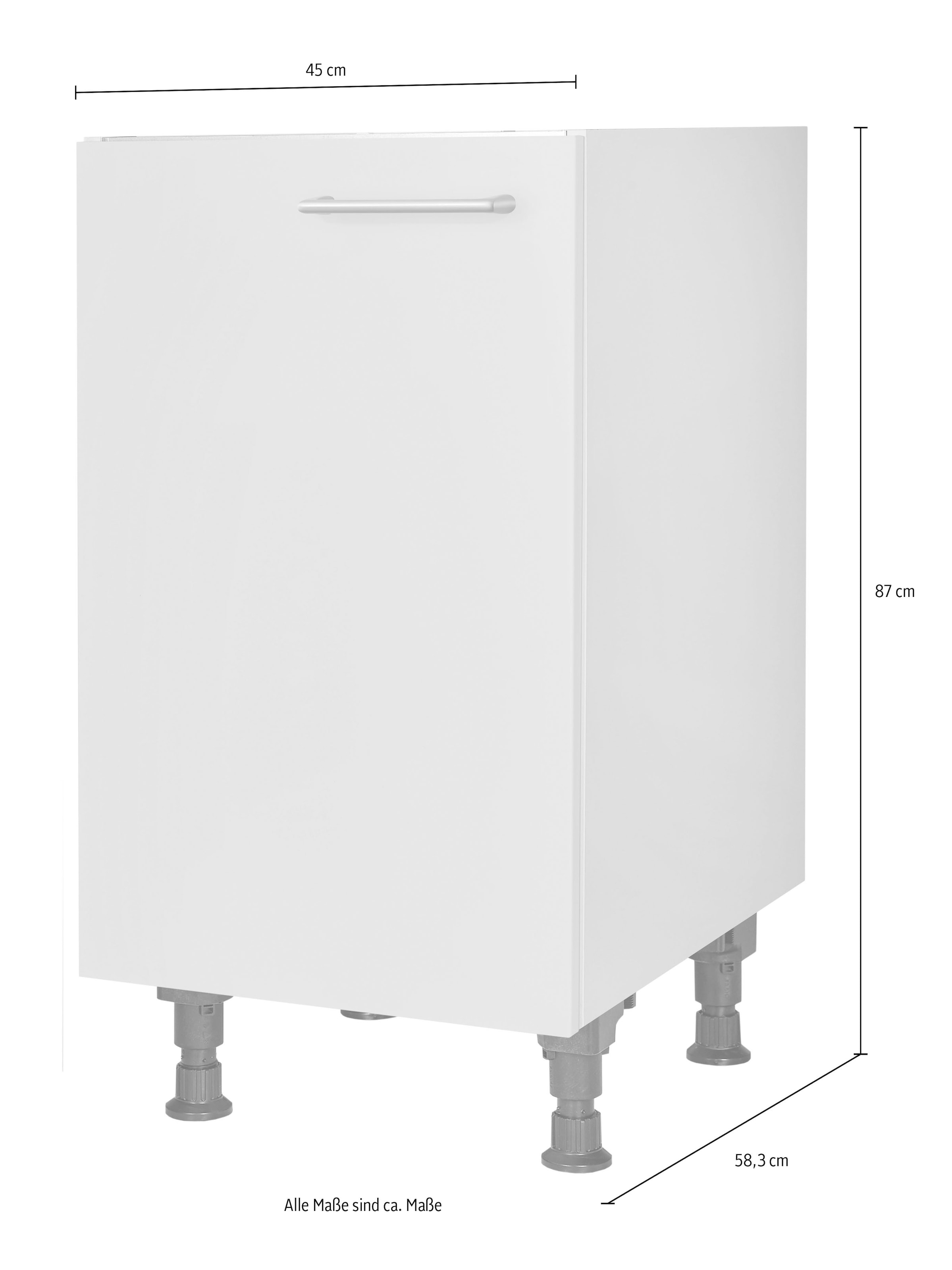nobilia® Spülenschrank »"Laser", Ausrichtung wählbar, vormontiert, in den Breiten« 45 und 60 cm, mit höhenverstellbaren Sockelfüßen