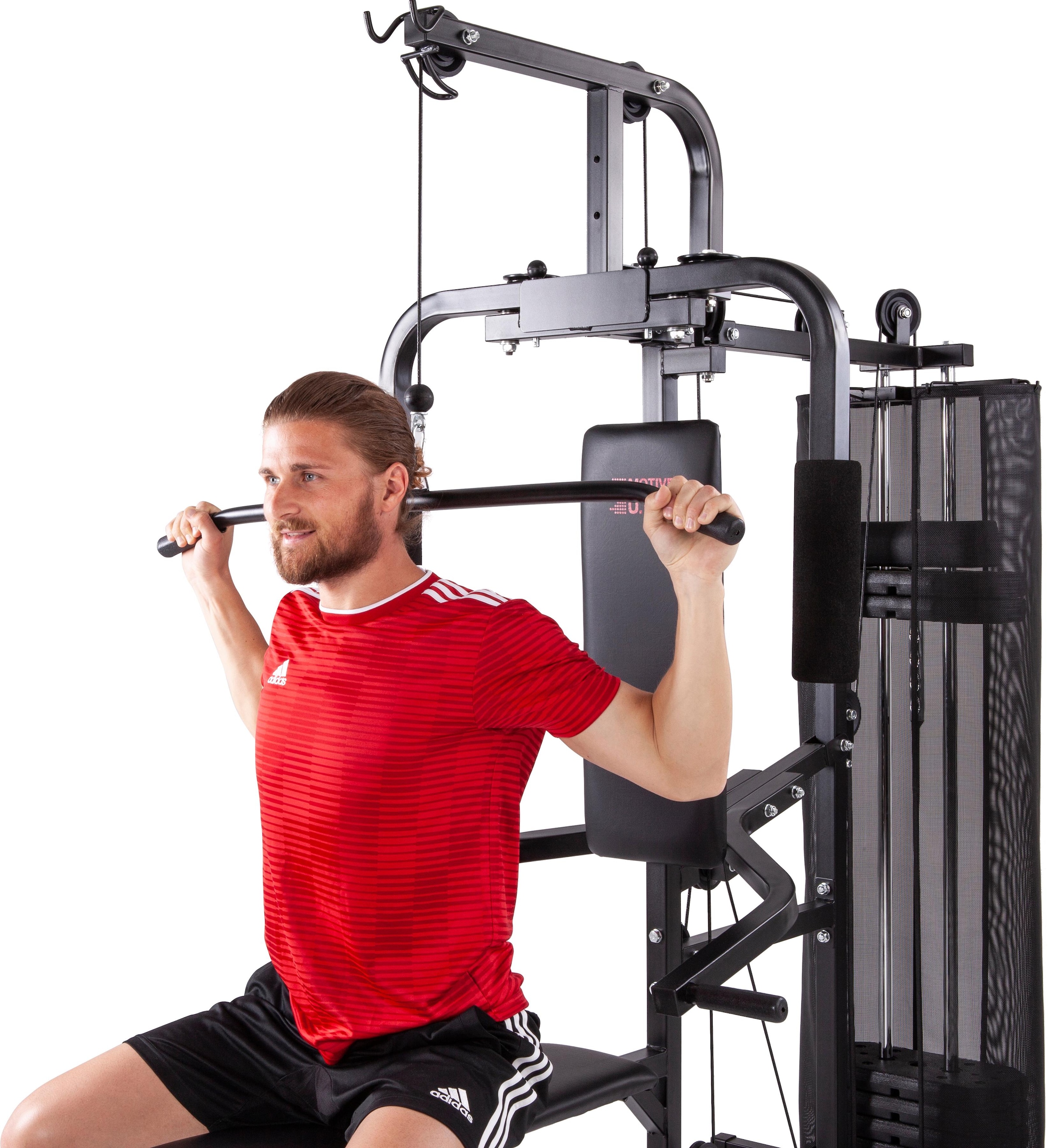 MOTIVE FITNESS by U.N.O. Kraftstation »Multi-Gym Hercules«, 7 Gewichtsblöcke, (Butterflystange, Ruderfunktion und mehr), multifunktionale Fitnessstation, max. Trainingsgewicht 37,5 kg