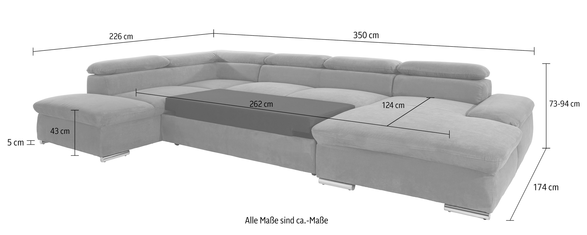 sit&more Wohnlandschaft »Alcatraz U-Form«, wahlweise mit Bettfunktion