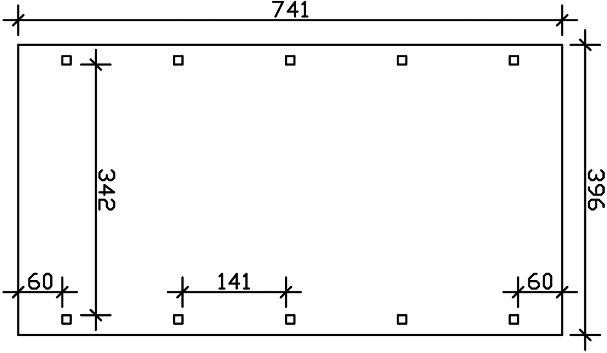 Skanholz Einzelcarport »Spreewald«, Nadelholz, 342 cm, Nussbaum, 396x741cm mit Aluminiumdach rote Blende