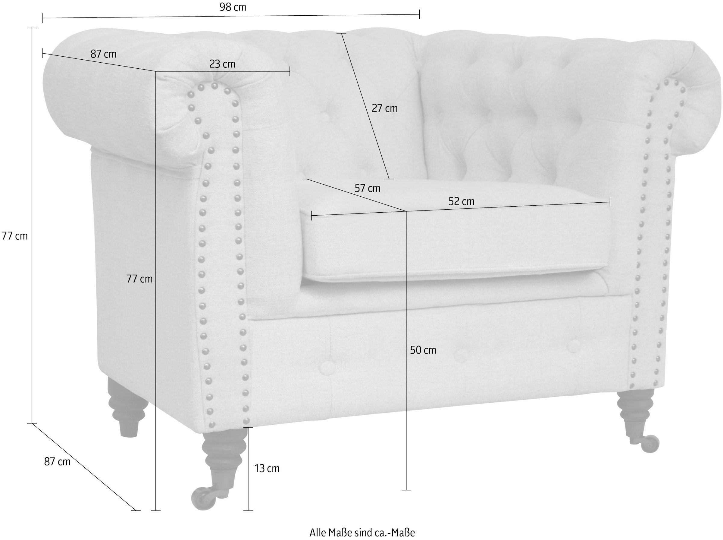 Home affaire Chesterfield-Sessel »Aarburg Sessel«, aufwändige Knopfheftung und Ziernägel im Chesterfield-Design