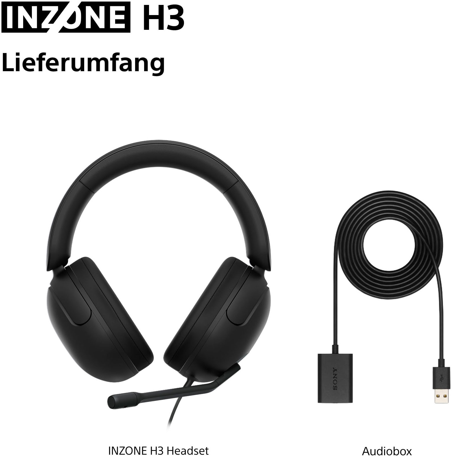 Sony Gaming-Headset »INZONE H3« Geräuschisolierung Gaming-PC, PC-Gaming-Headset, Kopfhörer, Headsets mit Mikrofon