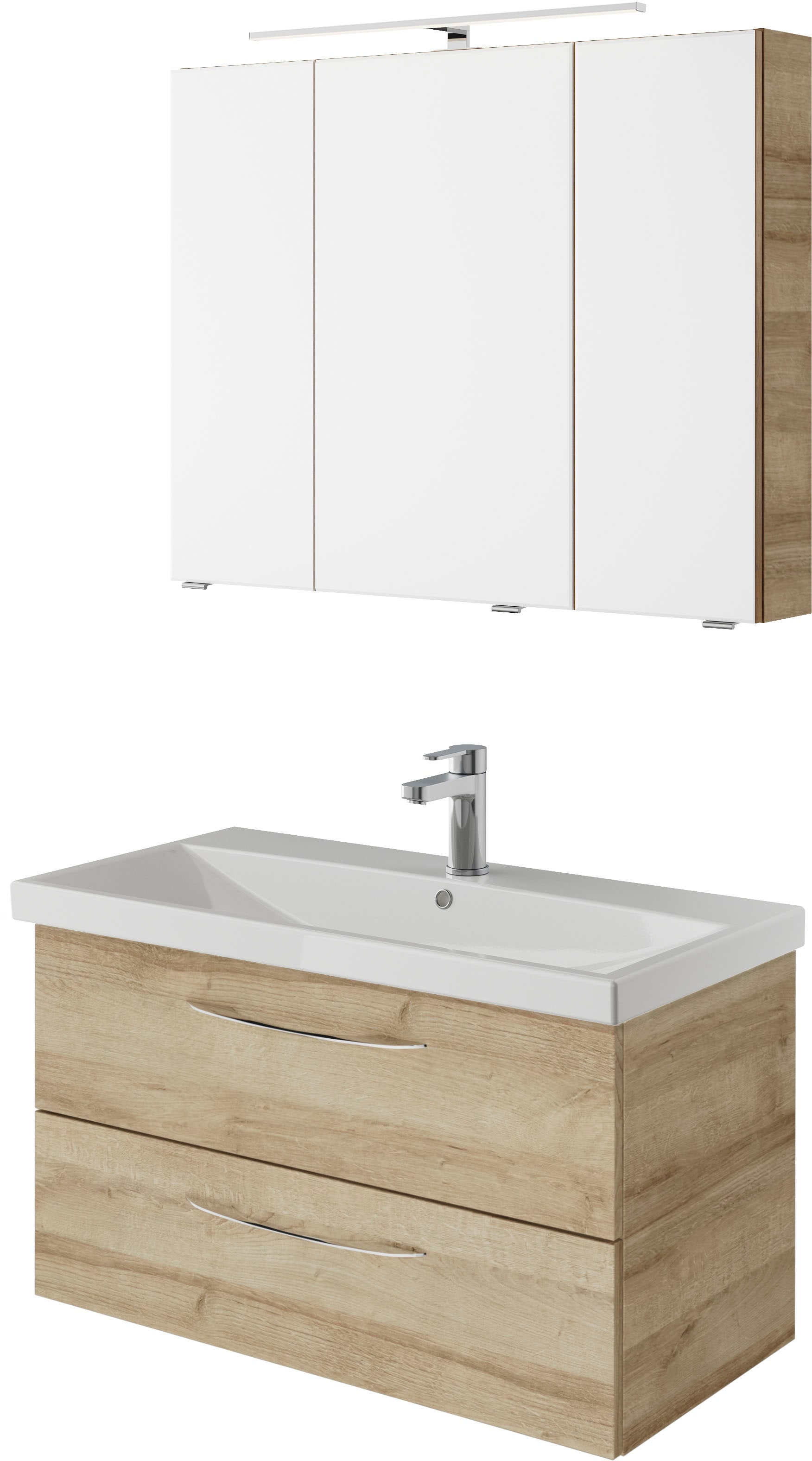 Saphir Badmöbel-Set »Serie 4035 2-teilig, Keramikwaschtisch mit LED-Spiegel günstig online kaufen