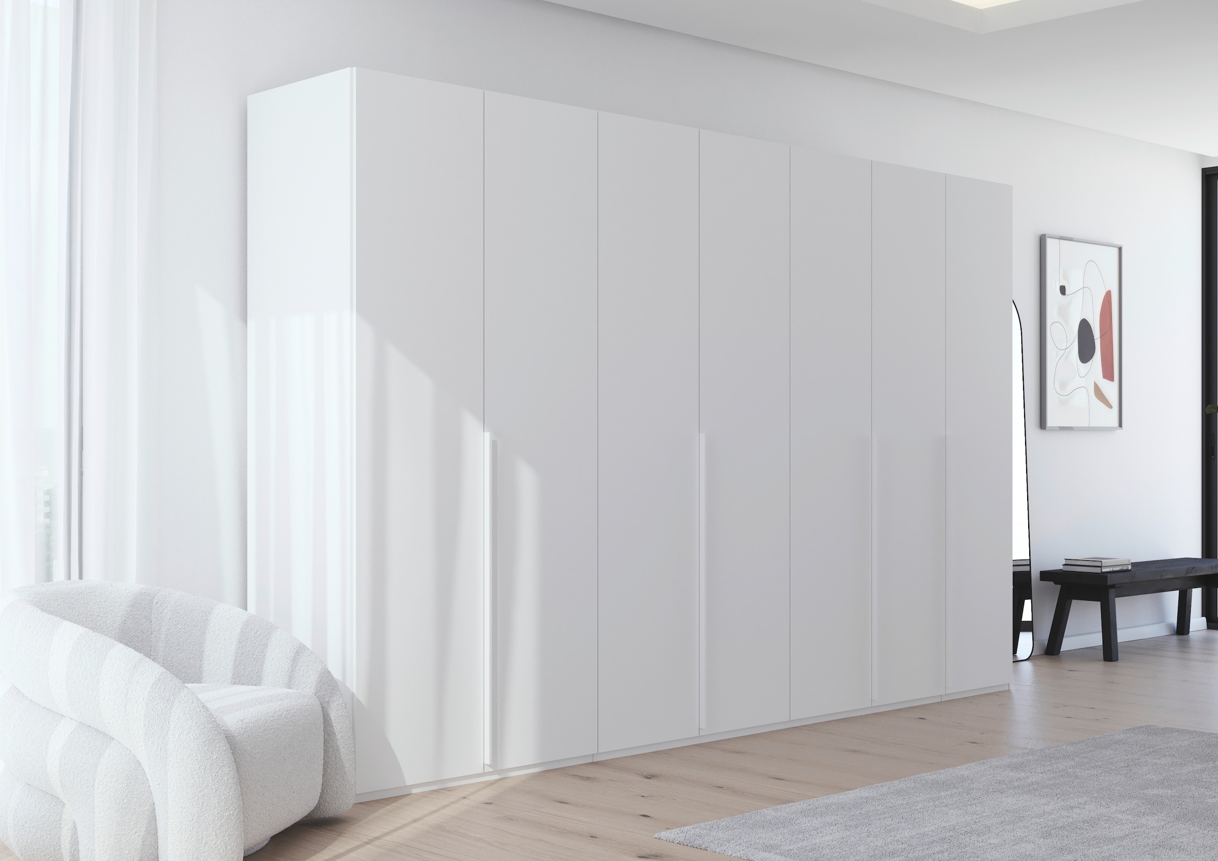 LeGer Home by Lena Gercke Kleiderschrank »Schrank Garderobe Ankleide Schlafzimmer Flur Serina«, (in 3 verschiedenen Ausstattungen BASIC/CLASSIC/PREMIUM), in 6 Breiten (101 - 401 cm) mit Front Glas oder Dekor MADE IN GERMANY