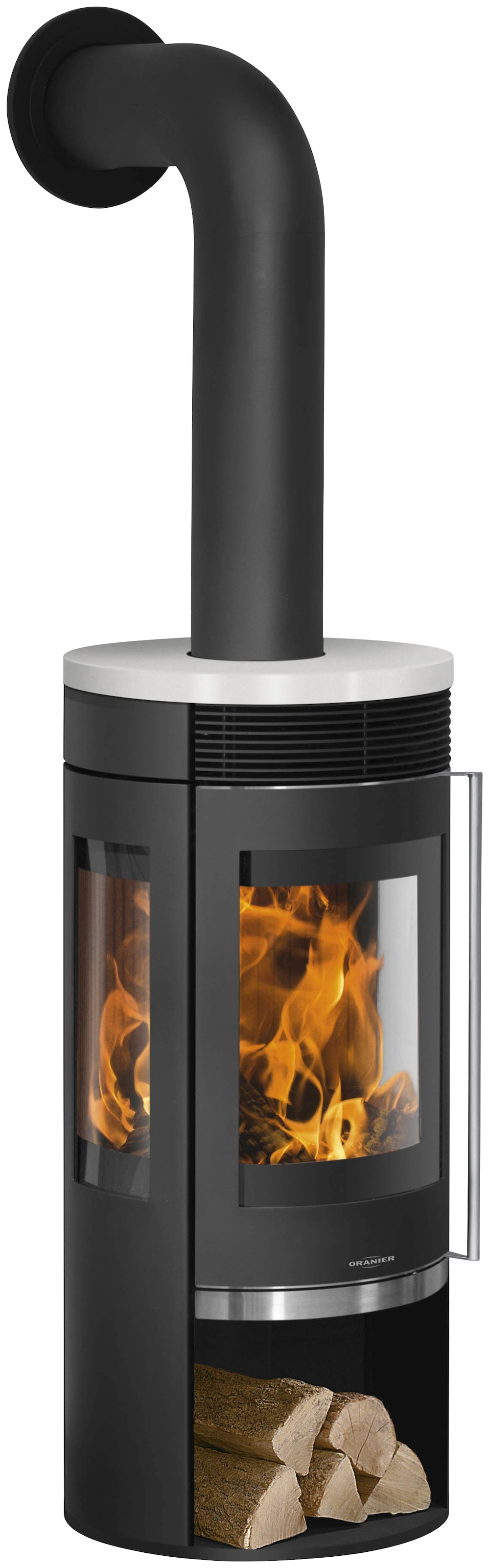 ORANIER Kaminofen »Rota Tre 2.0« schwarz 3-Seiten-Panoramafenster