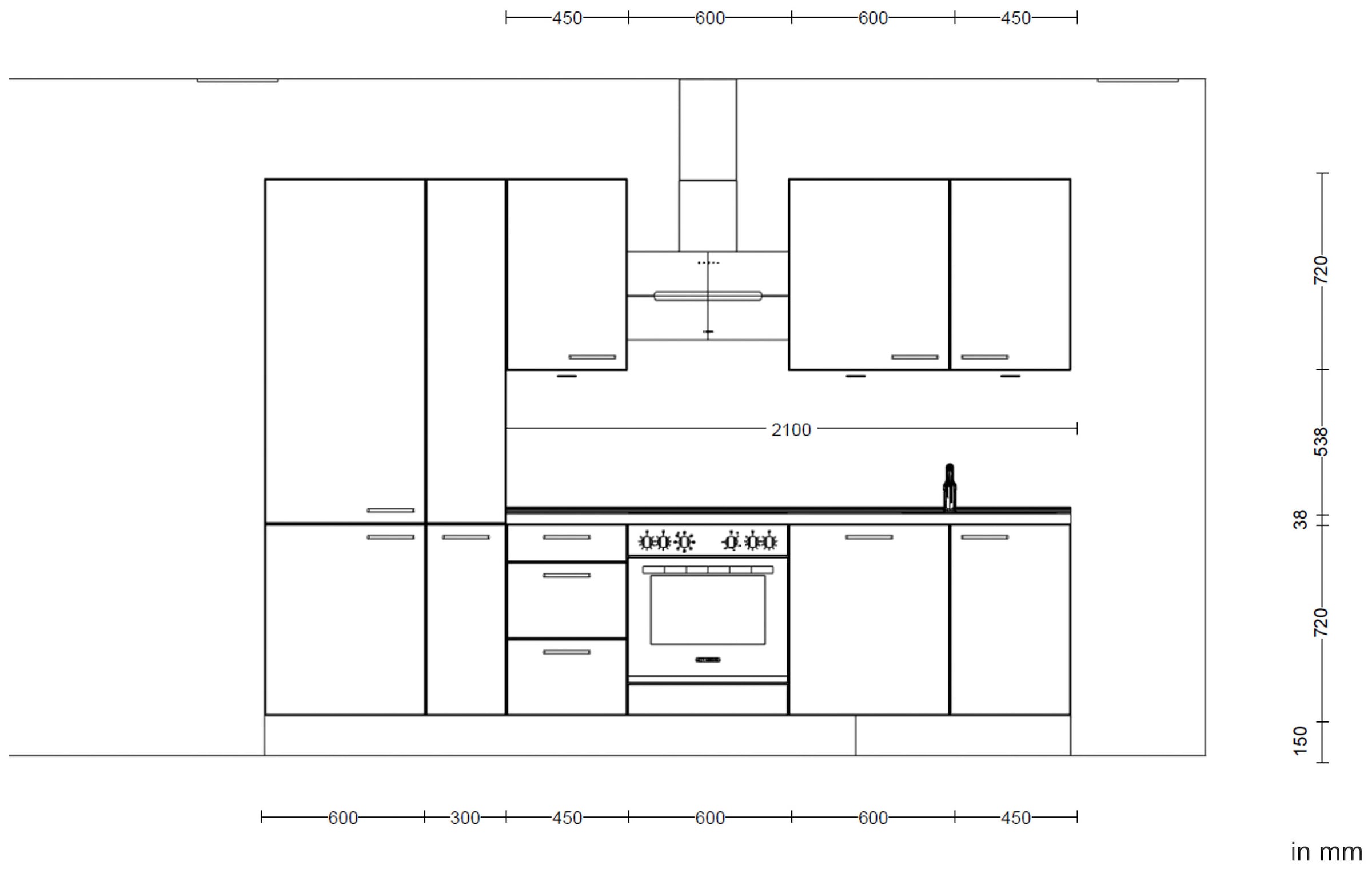 nobilia® Küchenzeile »"Cascada II"« vormontiert, Breite 300 cm, Ausrichtung wählbar, wahlw. mit E-Geräten