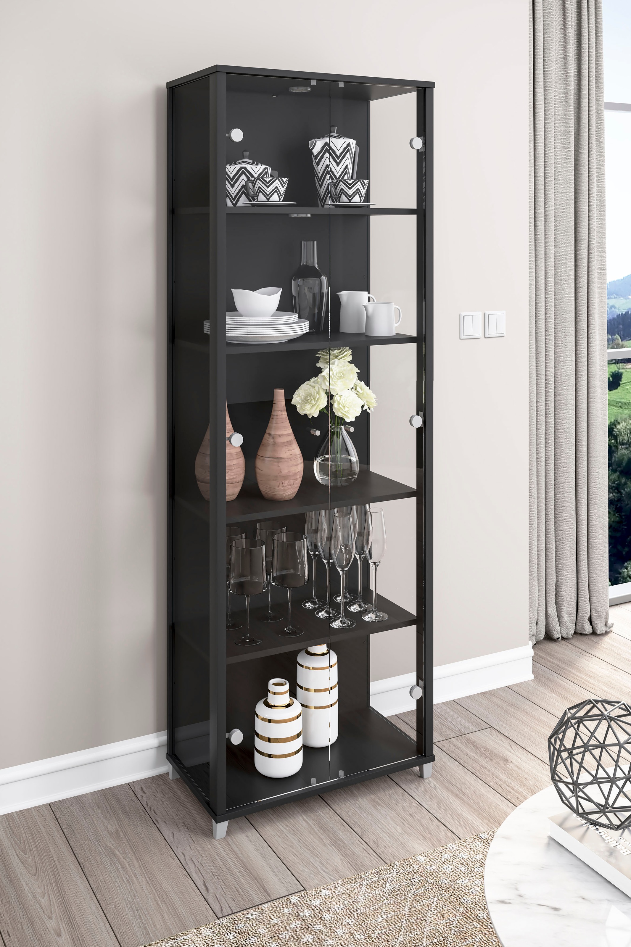 fif möbel Vitrine »OPTIMA«, Standvitrine, Vitrinenschrank, Glasvitrine, Sam günstig online kaufen