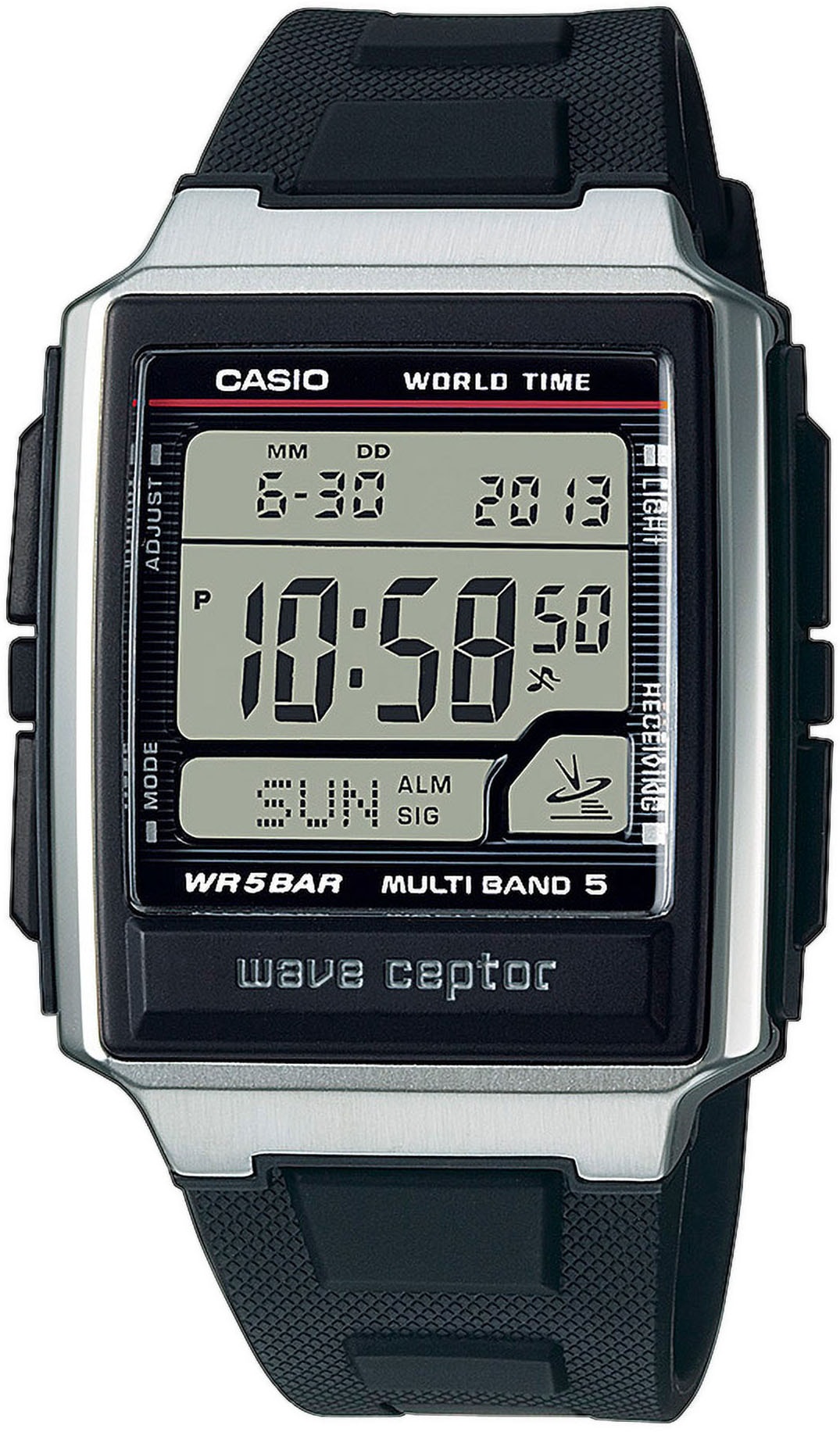 Casio Funk Funkchronograph Quarzuhr, Armbanduhr Herren, Digitaluhr,Funkuhr, Resinarmband,Weltzeit