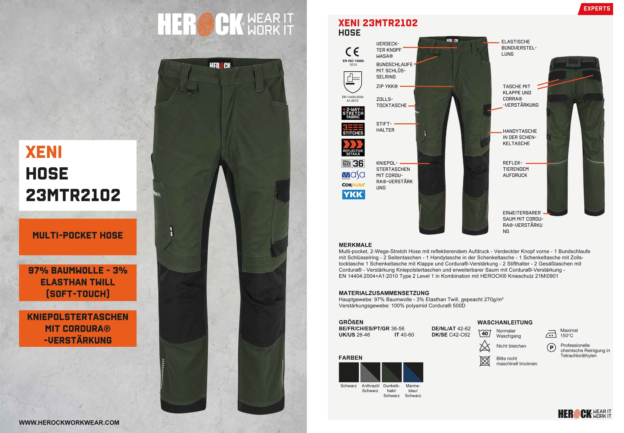 Herock Arbeitshose »XENI«, Multi-pocket, Stretch, wasserabweisend,  Baumwolle, weich und bequem online bestellen
