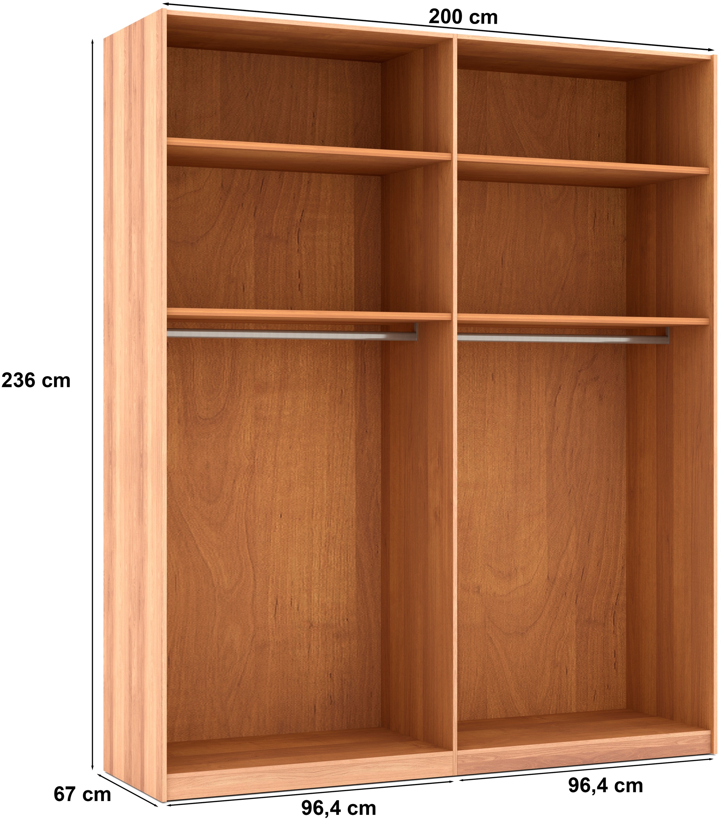 Musterring Schwebetürenschrank »Sorrent, Kleiderschrank«, (Teilmassiv Eiche, MADE IN GERMANY), Türen in Eiche massiv mit Kassetten-Optik, verschiedene Maße verfügbar