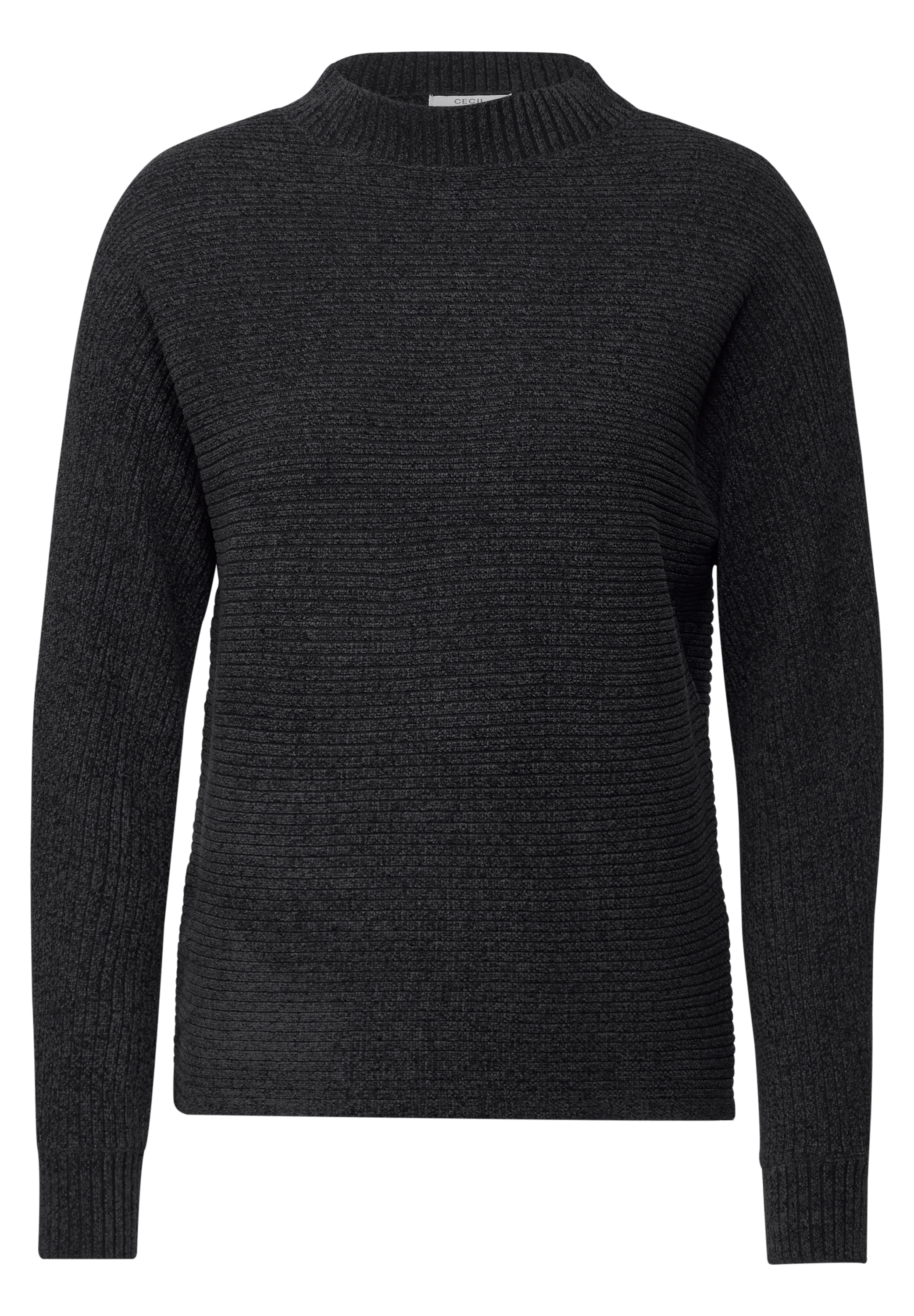 Cecil Stehkragenpullover, in melierter Optik aus softem Rippstrick