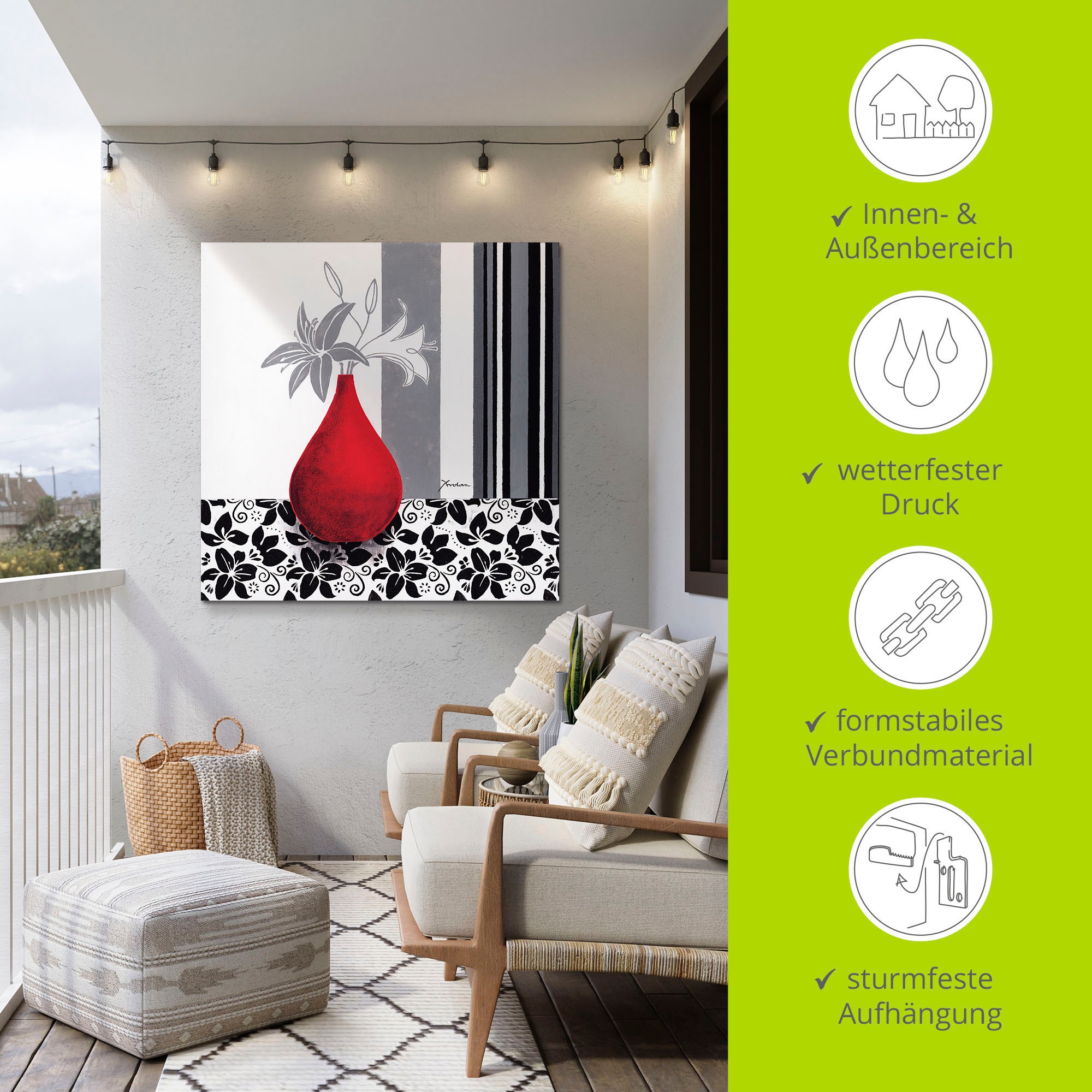 Artland Wandbild »Blumenmuster«, Vasen & Töpfe, (1 St.), als Alubild, Outdoorbild, Poster in verschied. Größen