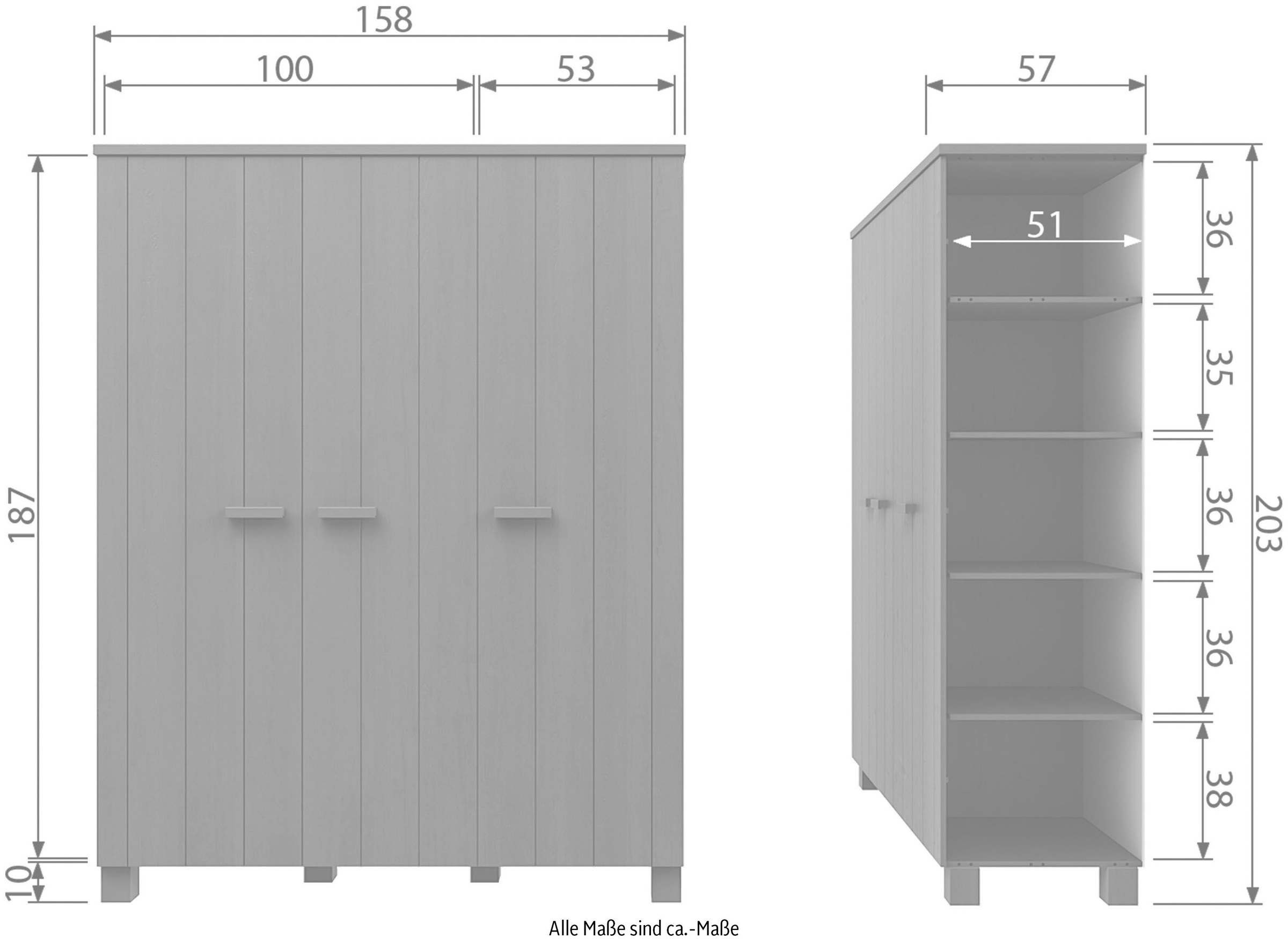 WOOOD Garderobenschrank »Dennis«, mit Kleiderstange, Breite 158 cm