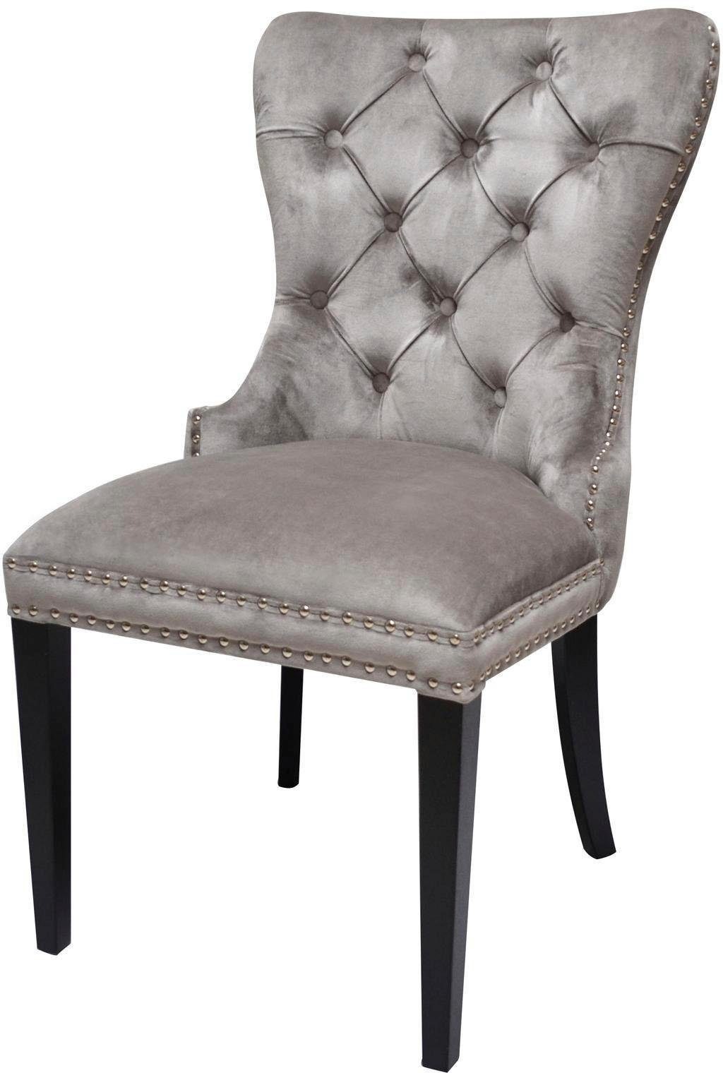 Leonique Stuhl »Cassy« (Set) 1 Stk.Polsterstuhl, silbergrauer Velour, Ziern günstig online kaufen