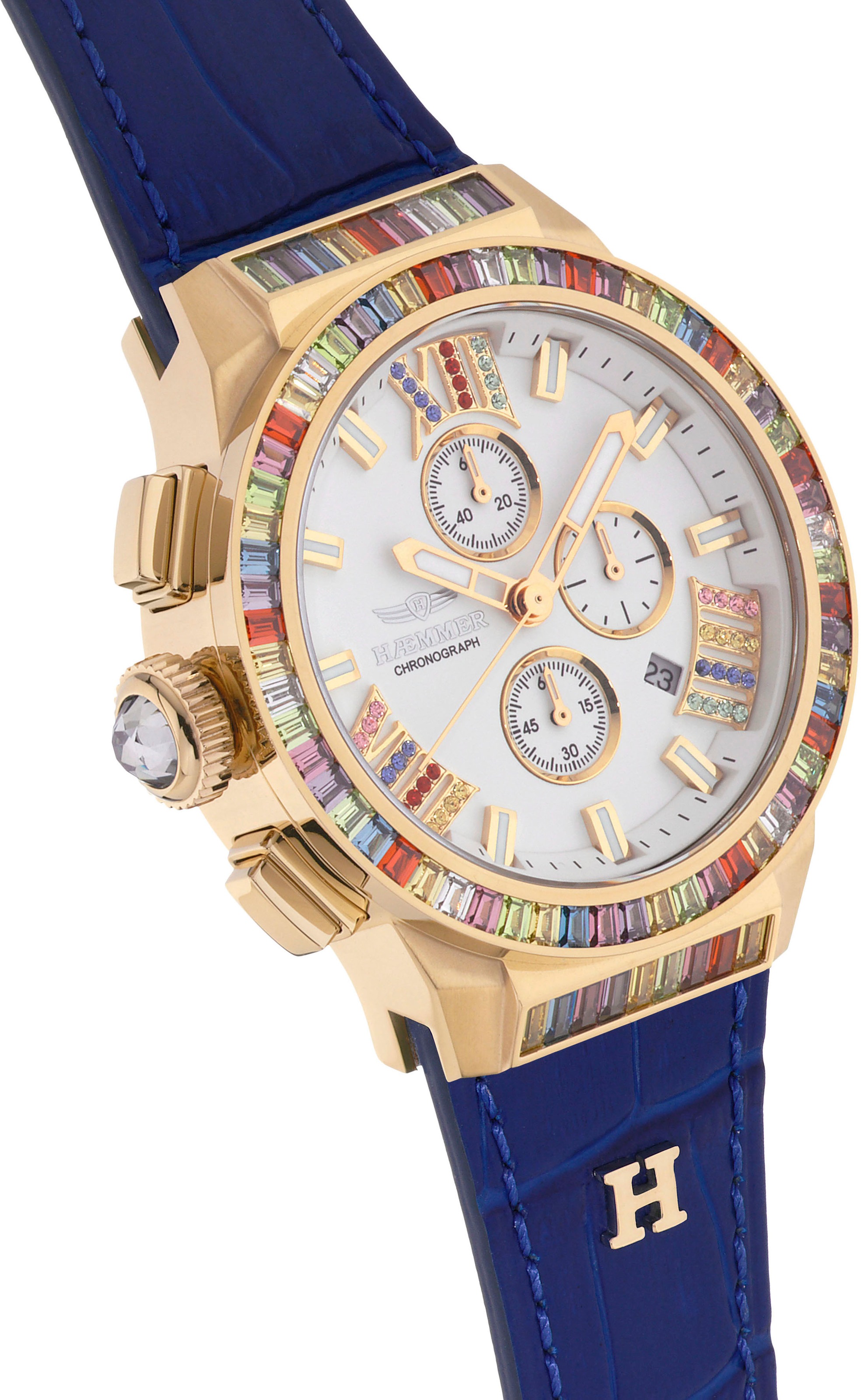 HAEMMER GERMANY Chronograph »GLORIOUS«, Quarzuhr, Damenuhr, Datum, Stoppfunktion, Saphirglas, Lederarmband