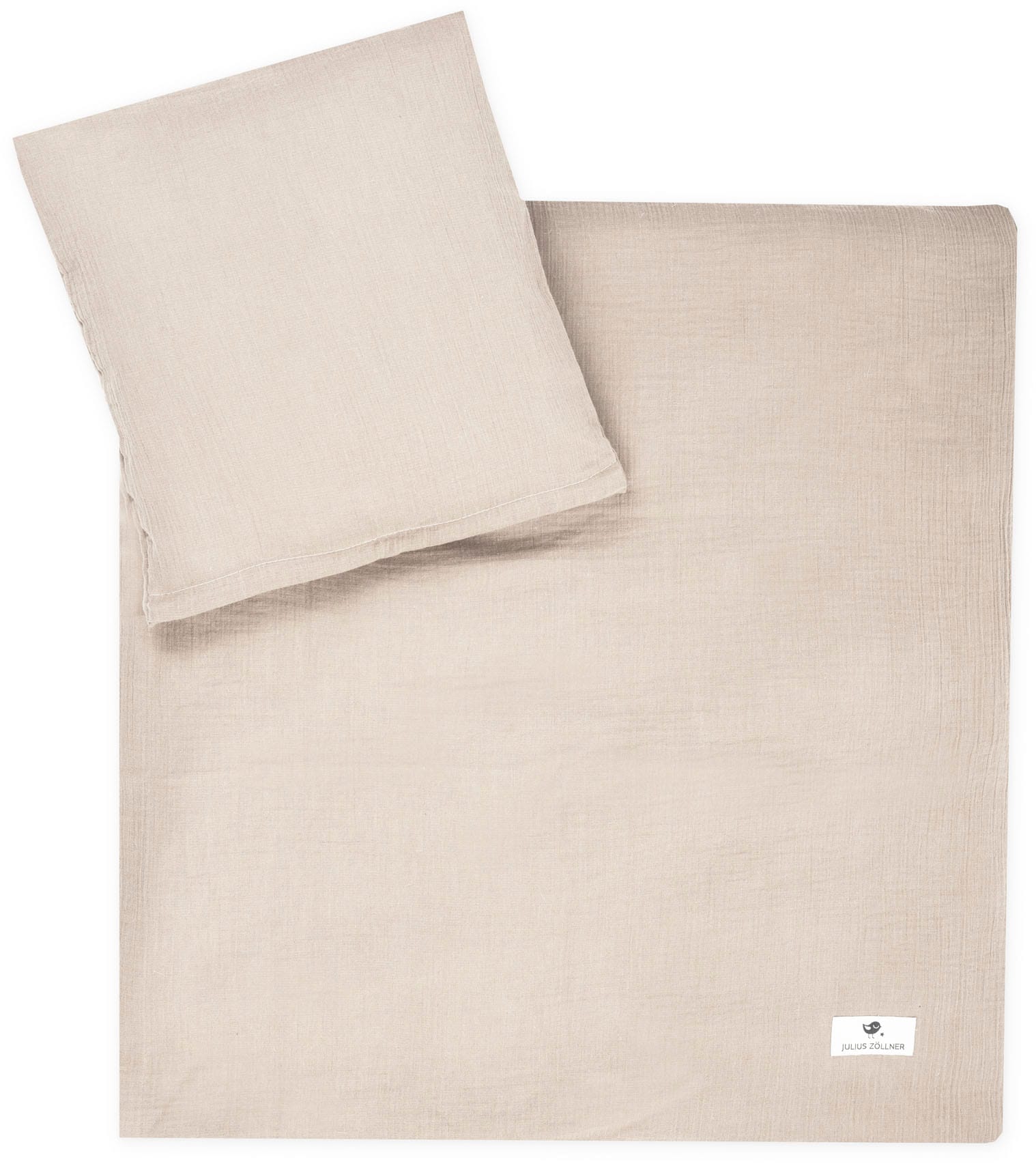 Kinderbettwäsche JULIUS ZÖLLNER Baby- und Kinderbettwäsche aus 100% Musselin, beige (sand), B/L: 80cm x 80cm, 1 Stk., 1 Stk., Musselin, B/L: 35cm x 40cm, 2 Stk.