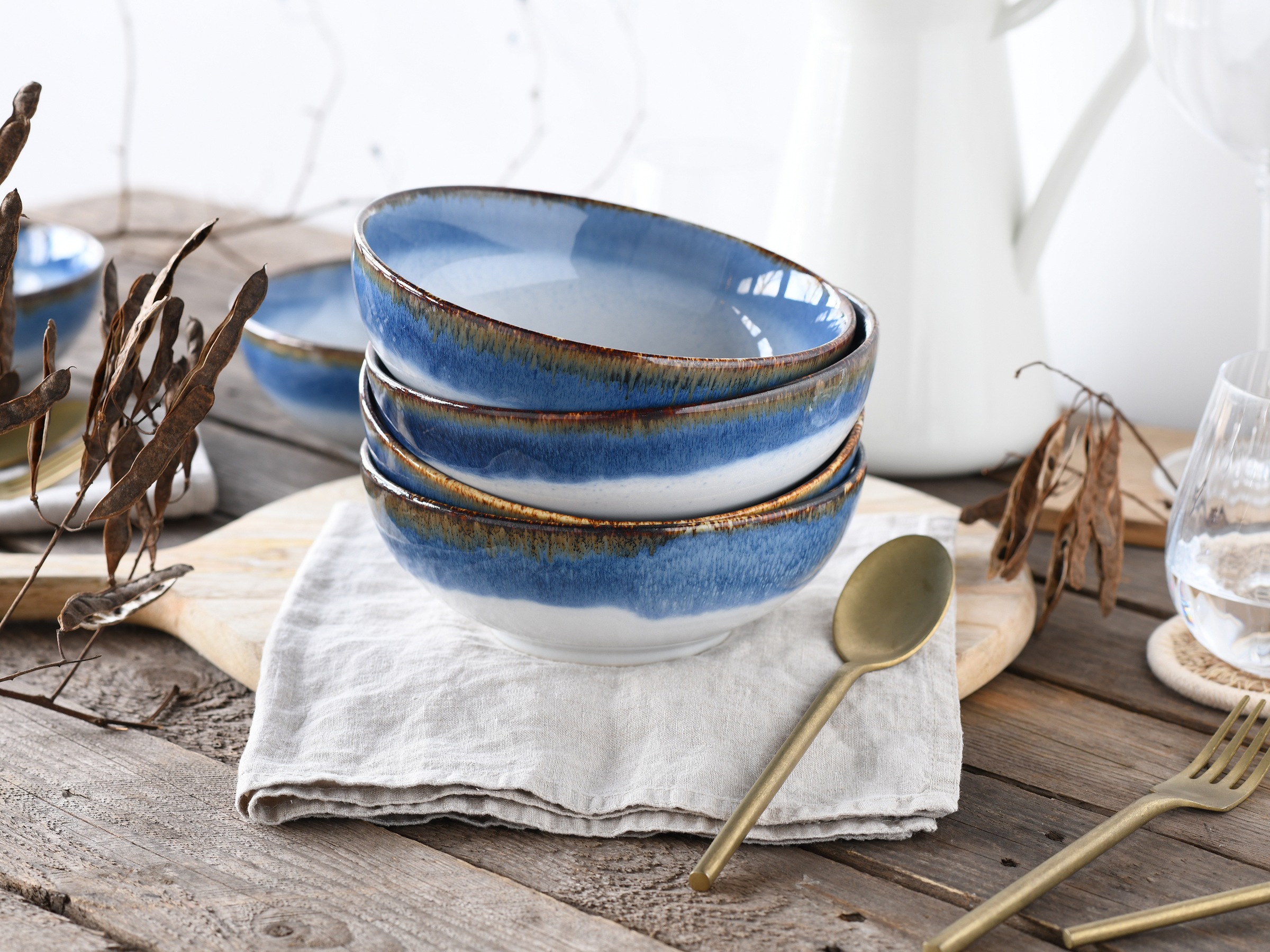 CreaTable Schale »Cascade, Smoothie Bowl, Ø 16,5 cm 6-tlg«, 6 tlg., aus Steinzeug, Rekativglasur, Healthy Food