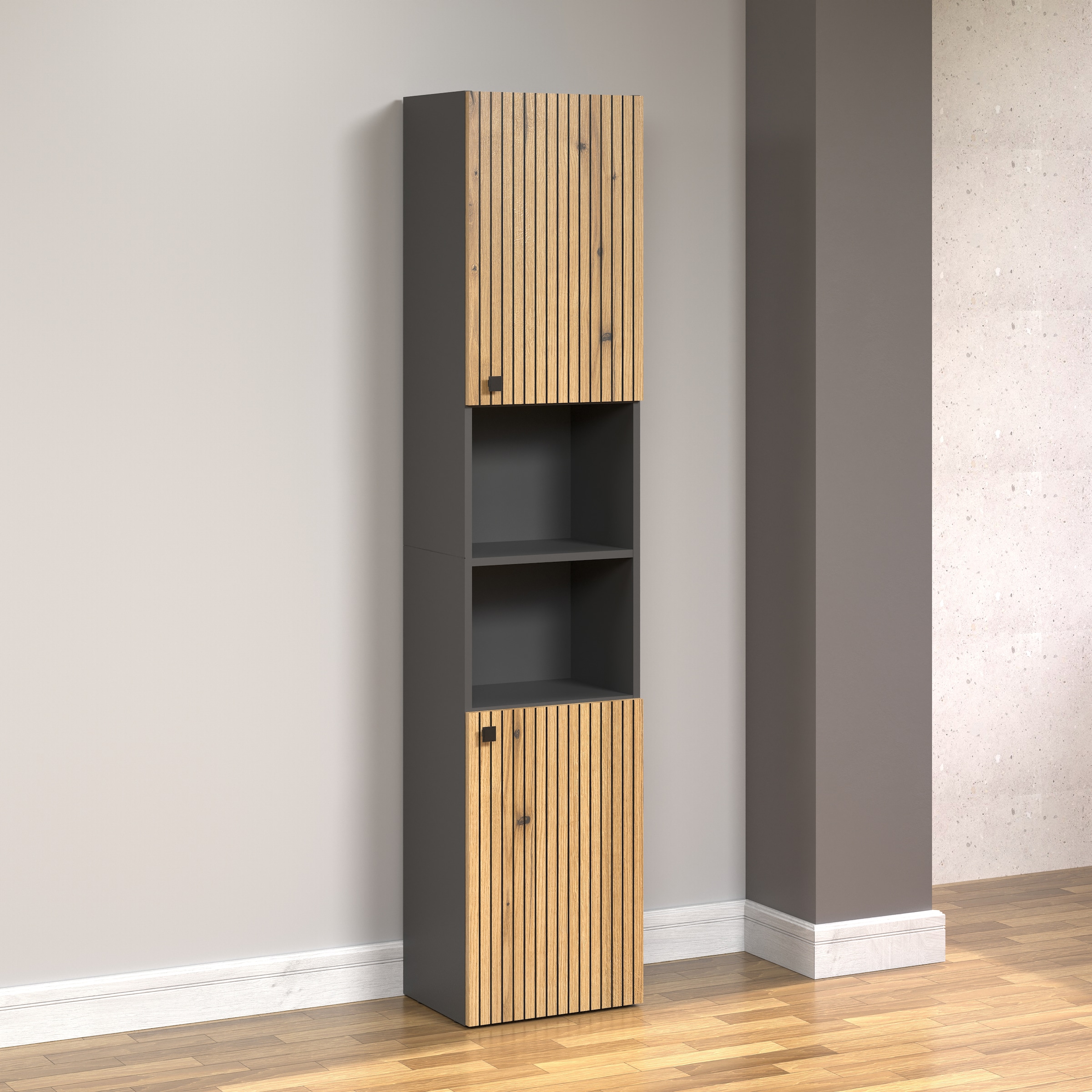 welltime Hochschrank »Amrum«, Badezimmerschrank mit und ohne Schublade - (B/T/H) 40-70/31/186 cm