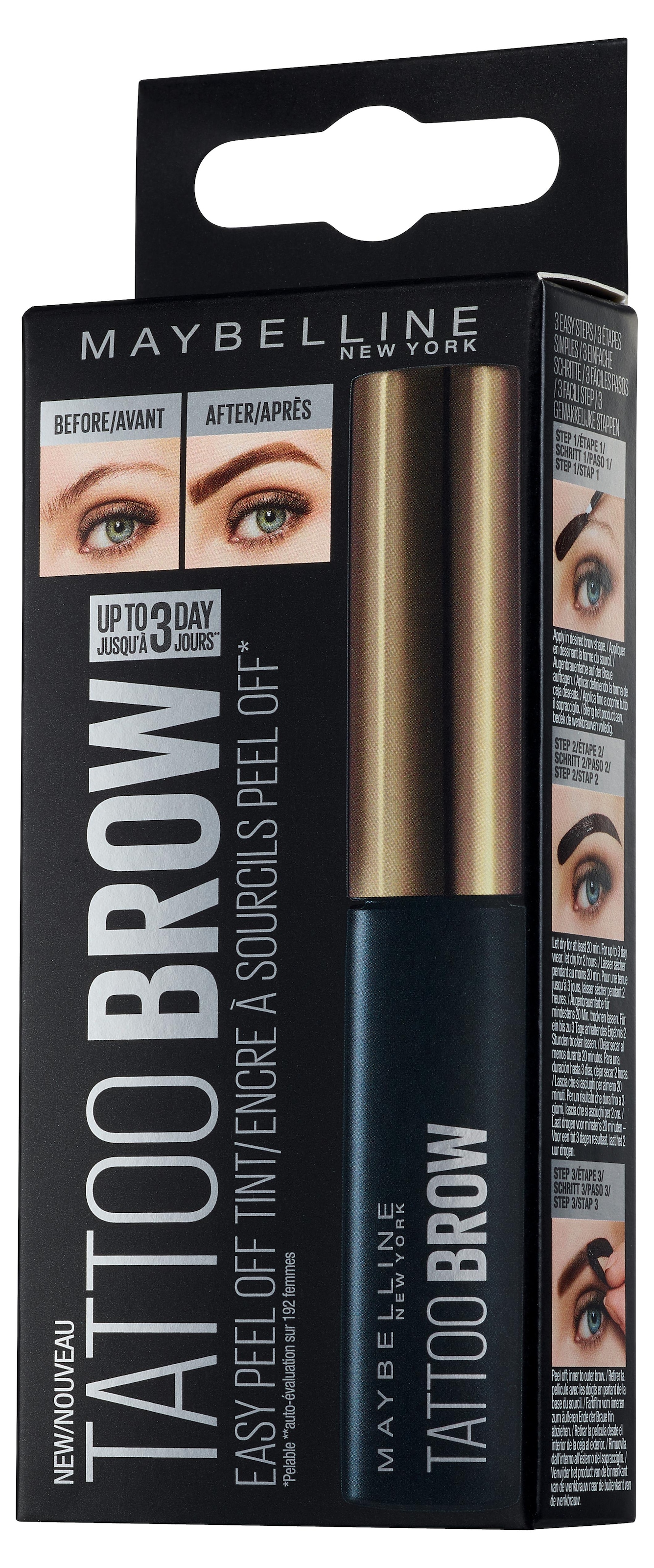 MAYBELLINE NEW YORK Augenbrauen-Gel »Eye Brow Tattoo Gel«, mit innovativer Peel-off-Formel