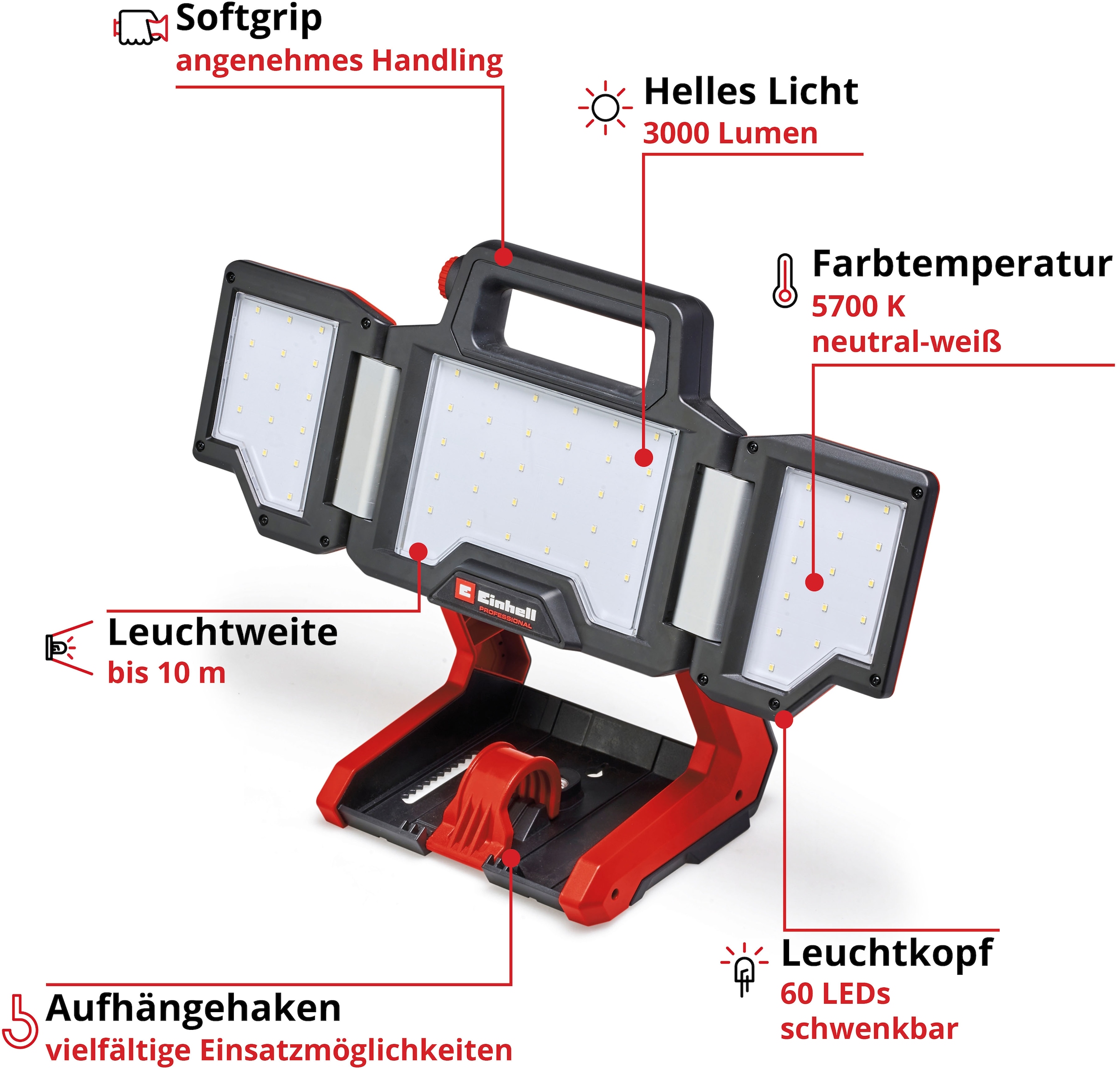 Einhell LED Arbeitsleuchte »Akku-Lampe TP-CL 18/3000 Li - Solo«, Mitglied der Power X-Change Familie, ohne Akku