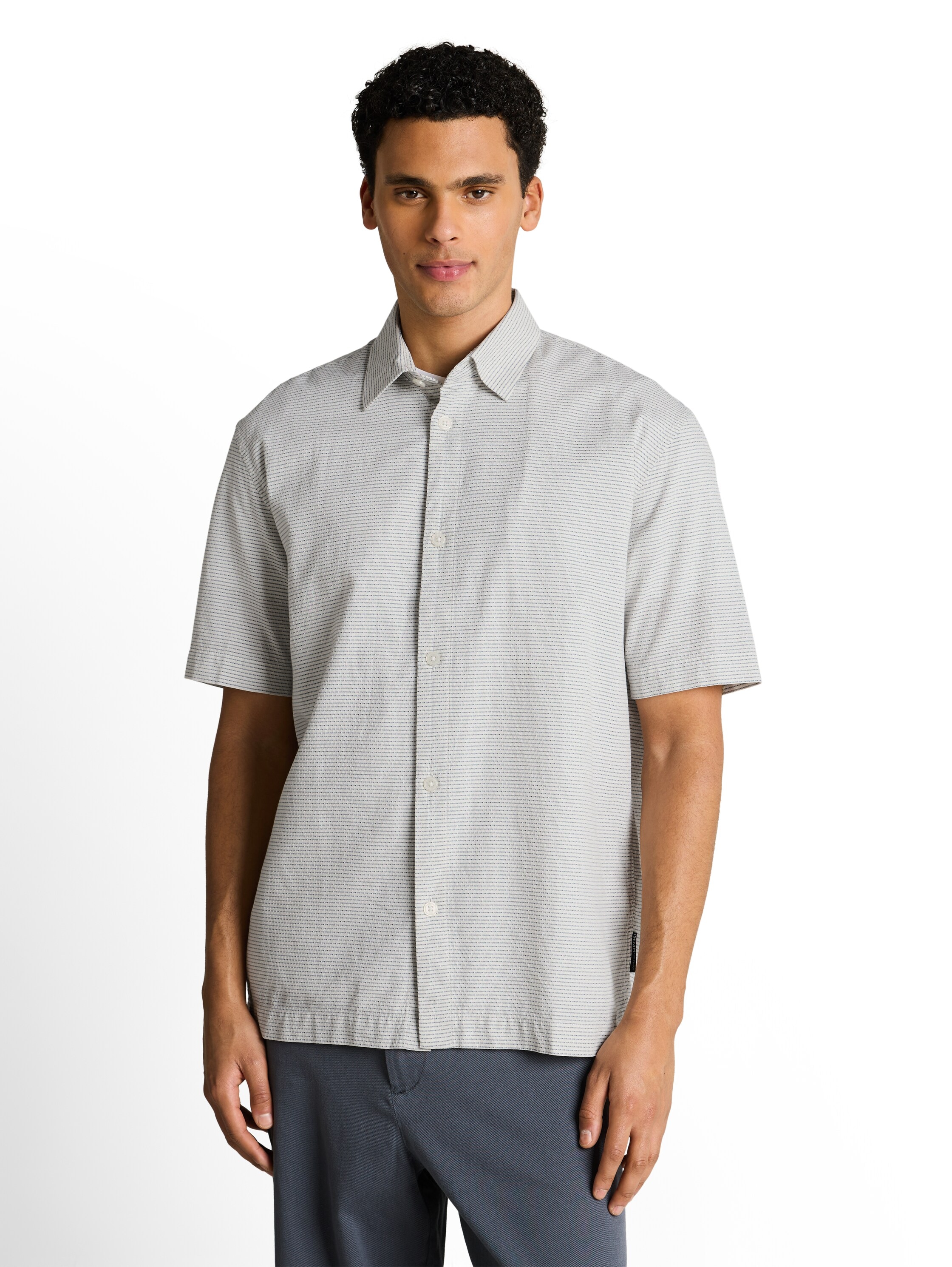 TOM TAILOR Denim Kurzarmshirt mit Streifen Muster