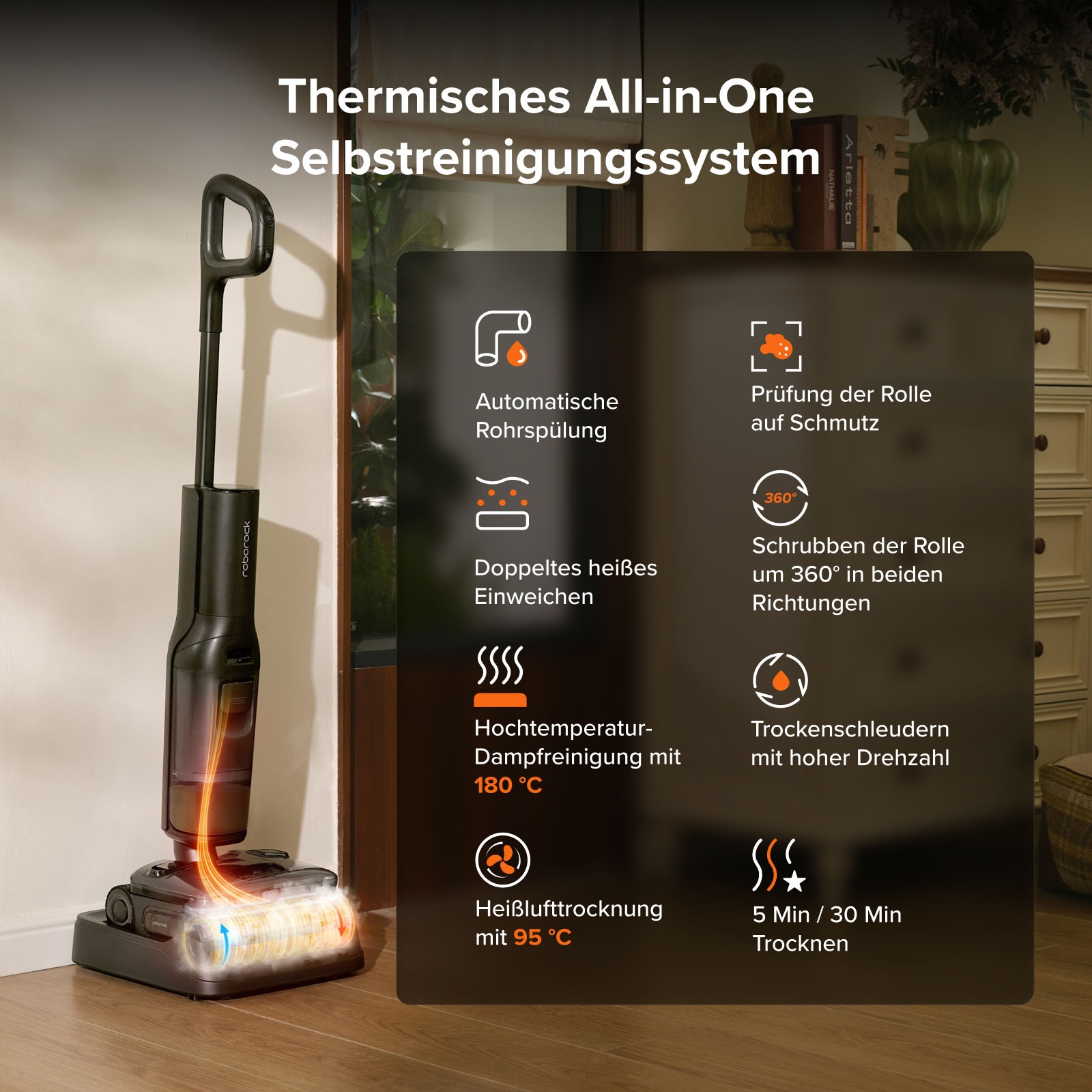 Roborock Nass-Trocken-Sauger »F25 Steam-Kit, 25.000 Pa Saugkraft, vier Reinigungsmodi« Dampfreinigung, Lay-Flat-Reinigung, Selbstreinigung und Trocknung