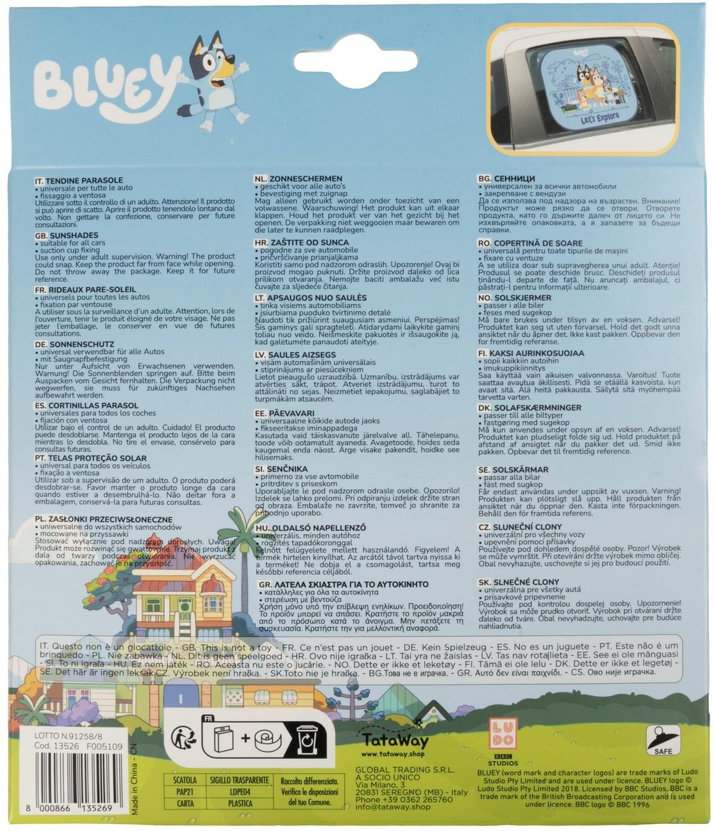 TataWay Autosonnenschutz »Bluey 44x35 cm« mit UV-Schutz, für Auto-Seitenfenster