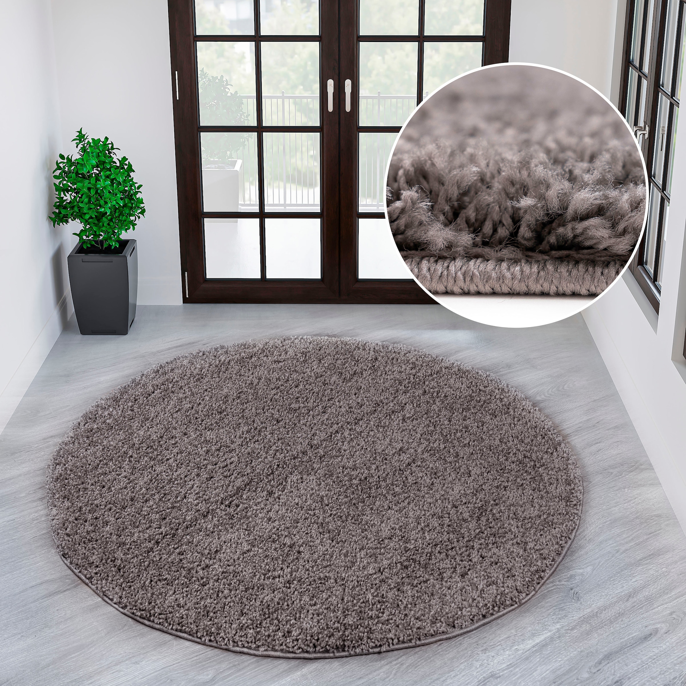 my home Teppich »Viva rund« rund 45 mm Höhe Uni-Farben, einfarbig, besonder günstig online kaufen