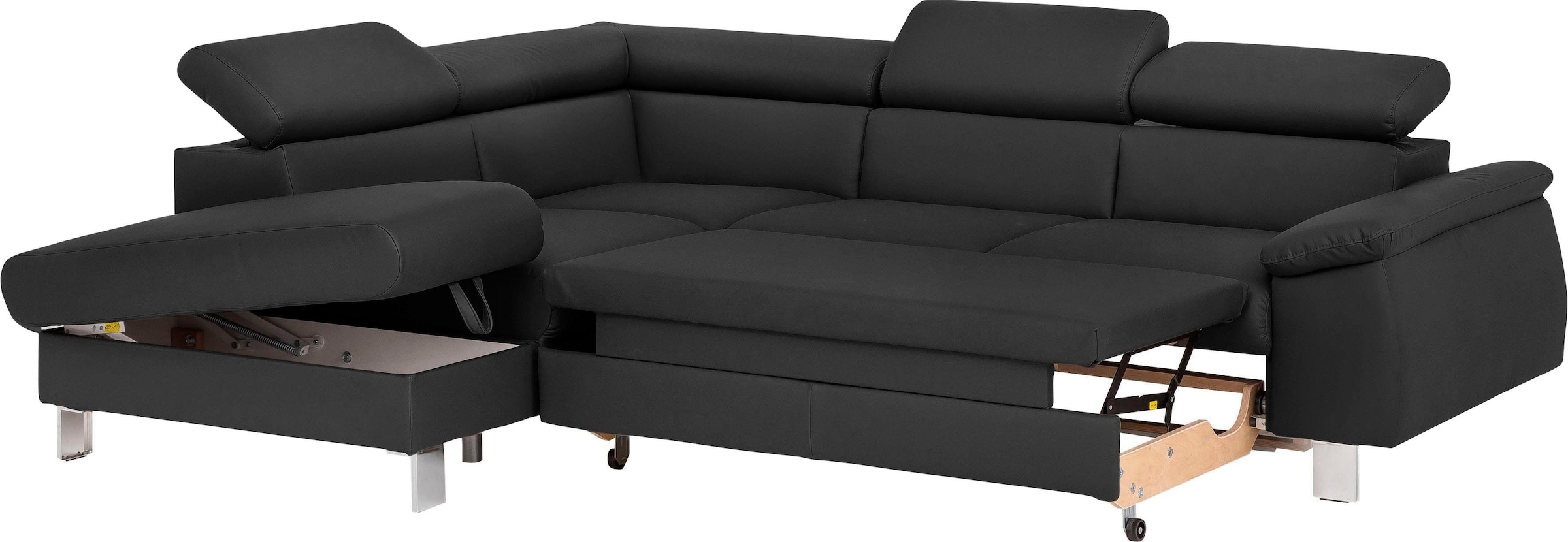 COTTA Polstergarnitur »Komaris L-Form«, (Set), Set bestehend aus: Ecksofa mit Kopfteilverstellung & Hocker