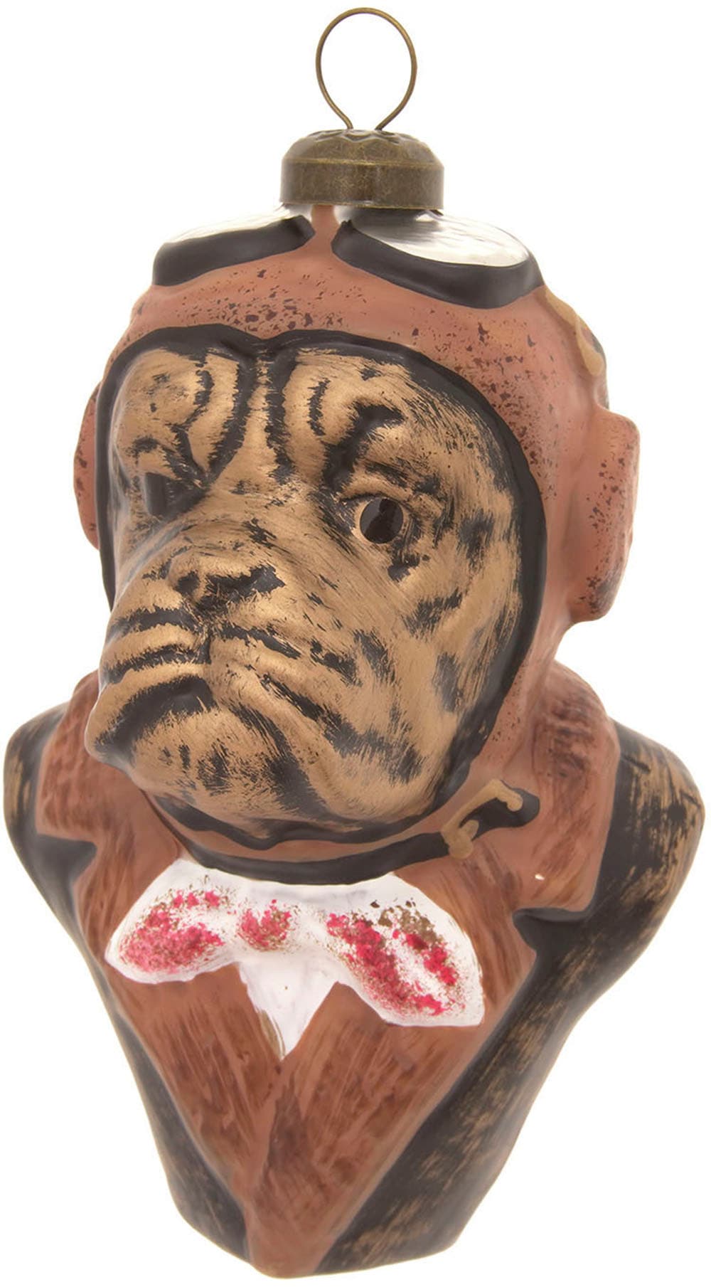 Krebs Glas Lauscha Christbaumschmuck »Steampunk Pilot Hund, Braun, 10cm« Christbaumschmuck aus Glas, mundgeblasen, handgefertigt, Engelsfigur