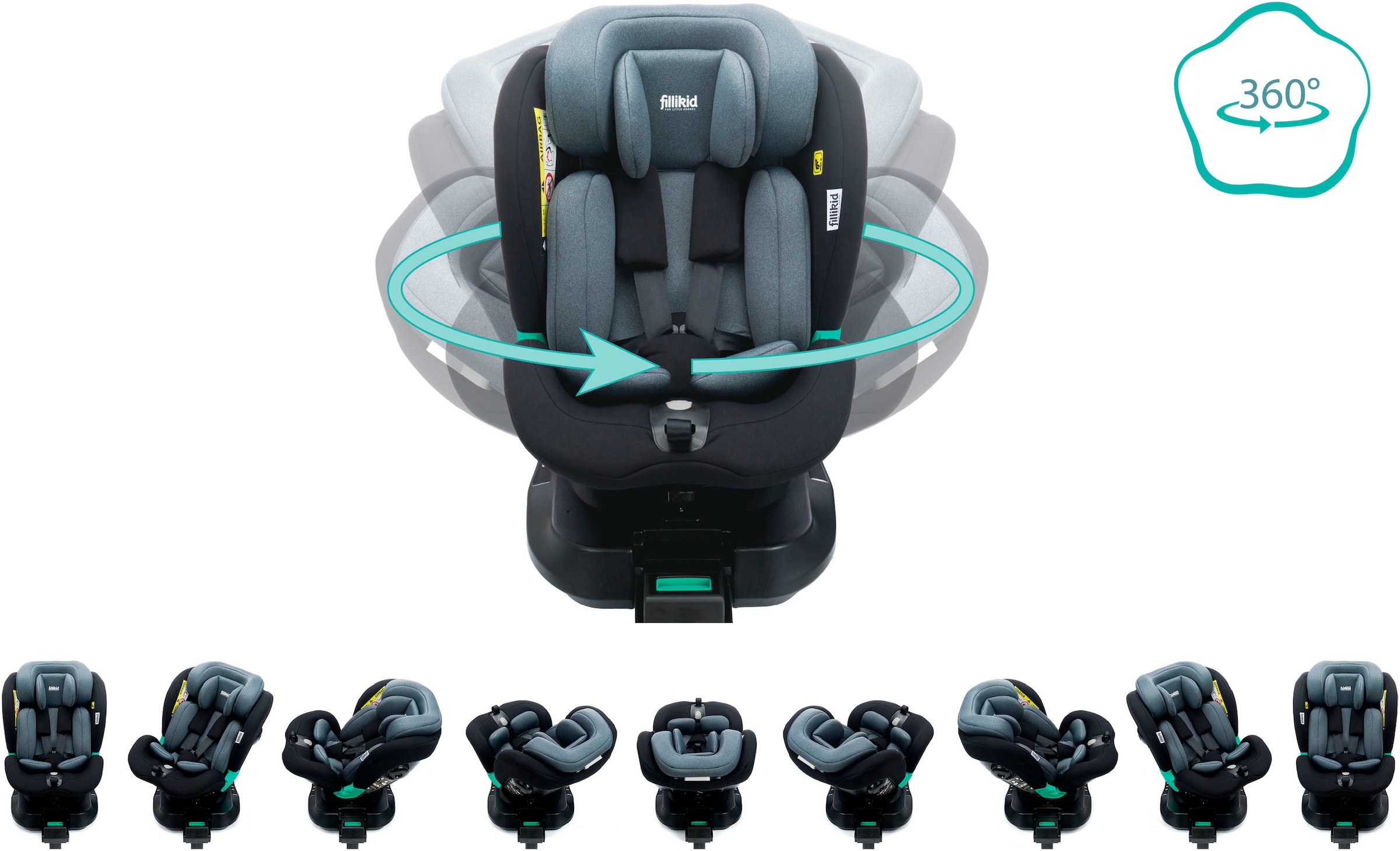 Fillikid Autokindersitz »Luca 360°«, mit Basisstation und Sitzverkleinerer