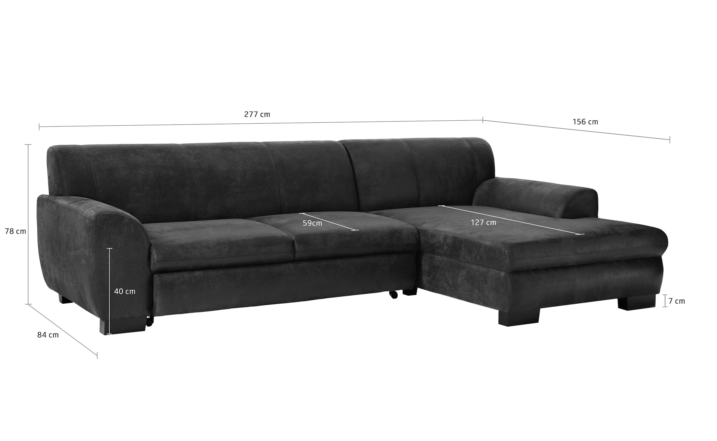 Home affaire Ecksofa »Nika zeitlos und elegant, L-Form«, wahlweise mit Bettfunktion, auch in Cord