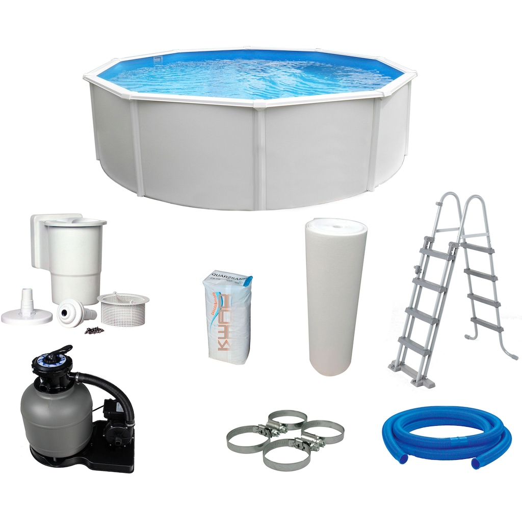 KWAD Rundpool »Steely Deluxe Heat«, (Set, 7 tlg.)