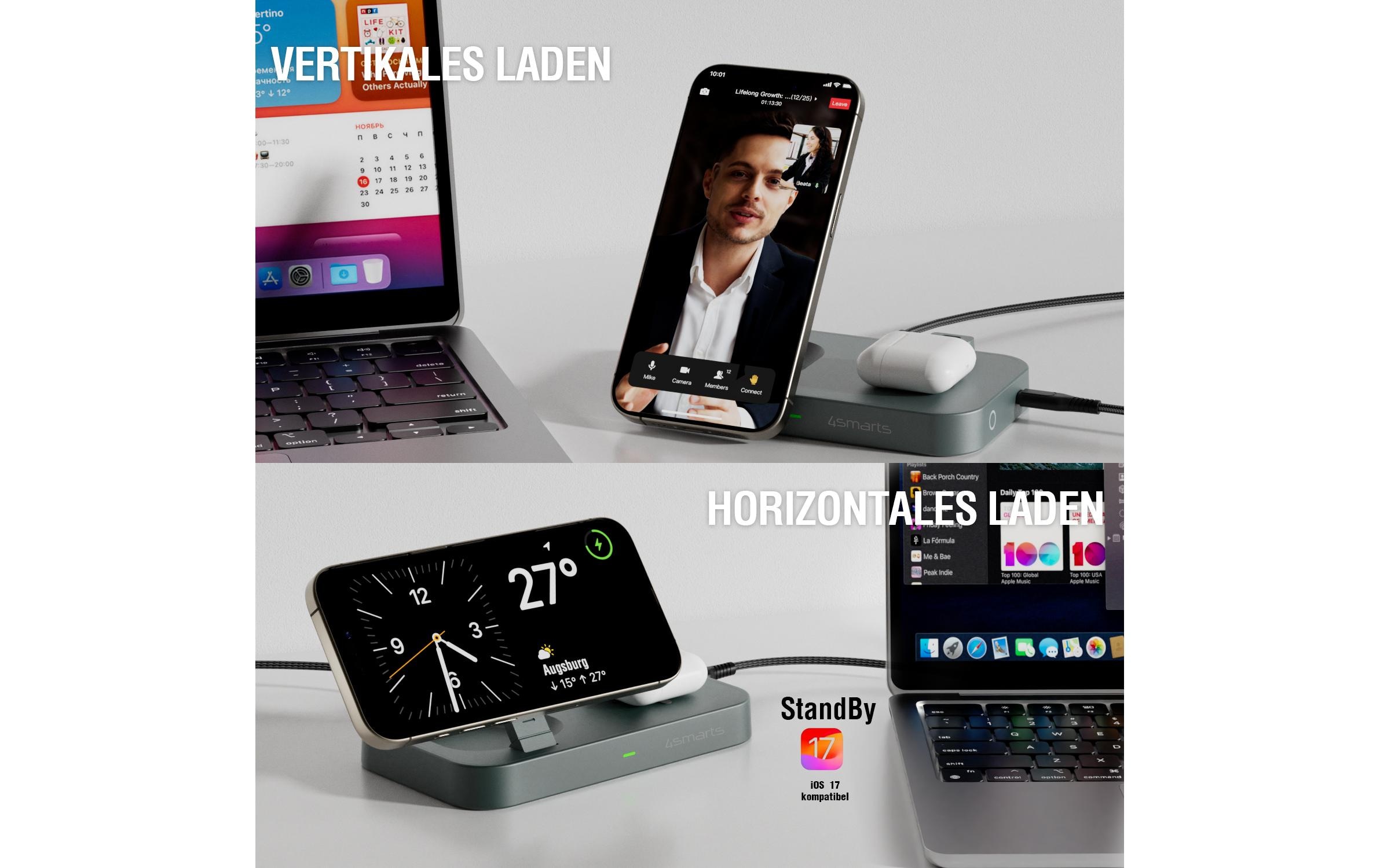 4smarts USB-Ladegerät »Qi2 Schwarz«