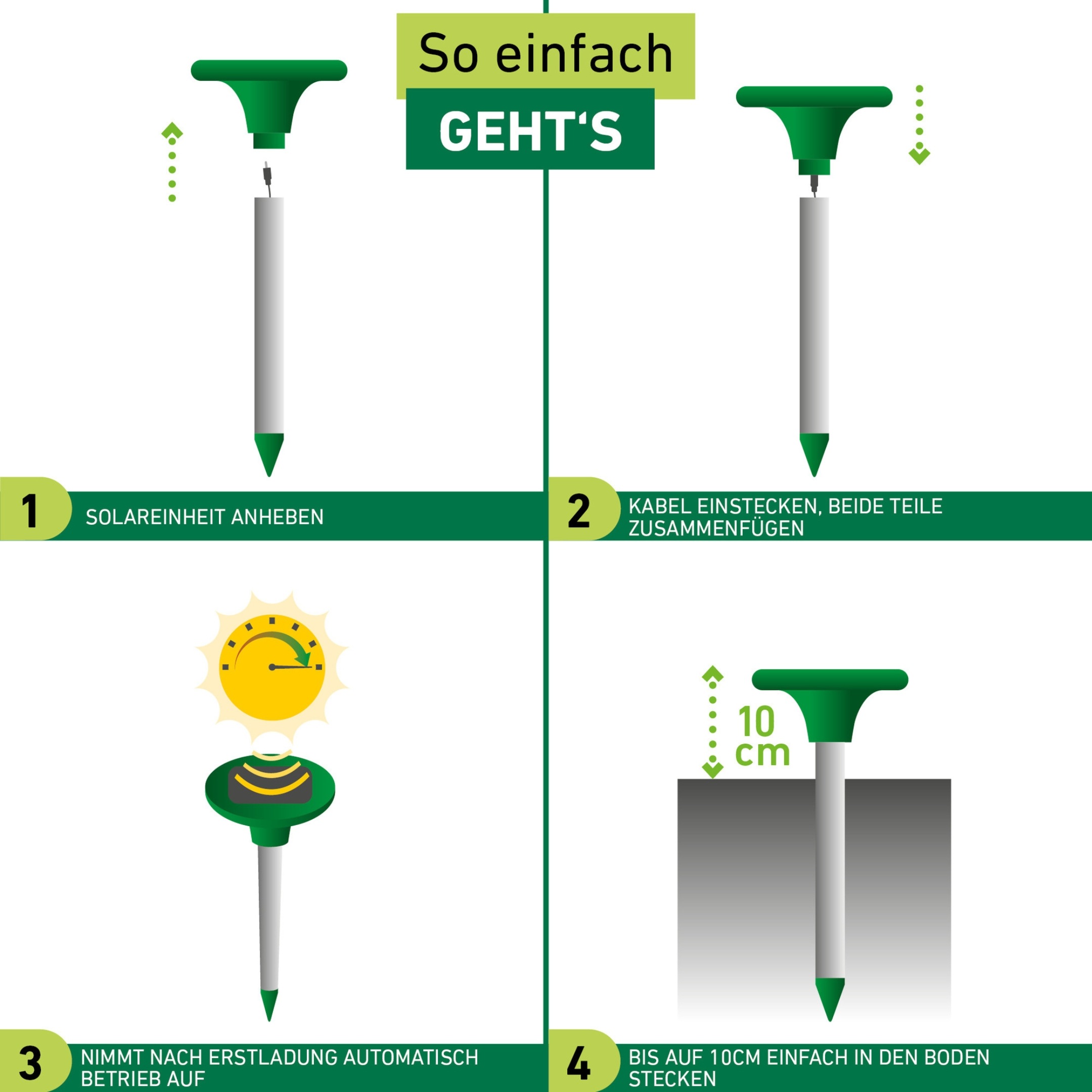 Windhager Ultraschall-Tierabwehr »Maulfwurfschreck und Wühlmausvertreiber Solar« Wirkungsbereich 800 m² mit niederfrequenten Schallwellen, grün