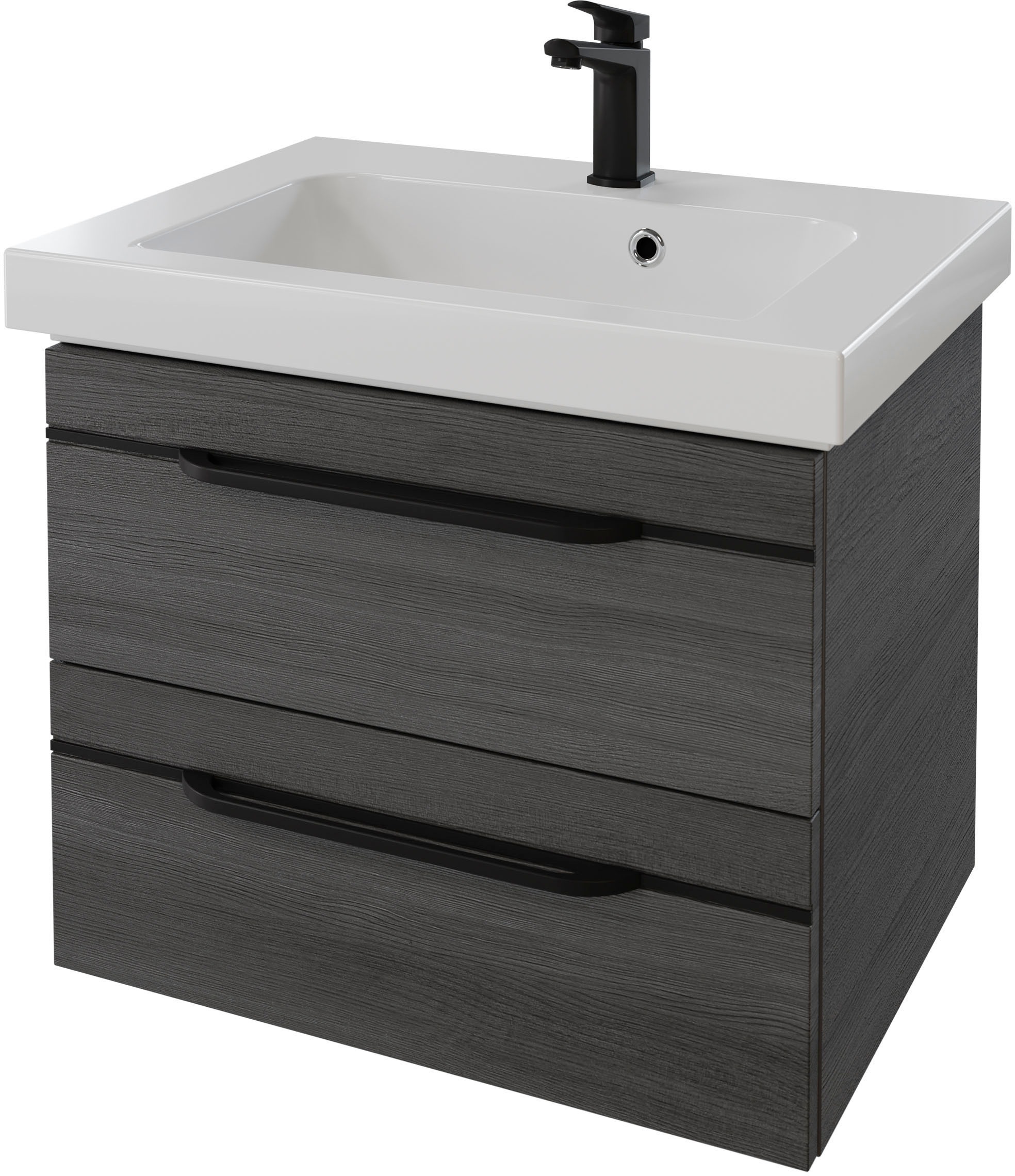 Saphir Badmöbel-Set »Balto 2-teilig Mineralmarmor-Waschtisch mit LED-Spiegel, Waschplatz«, (2 St.), 64,4 cm breit, mit 2 Schubladen, Badschrank inkl. Schubladendämpfer