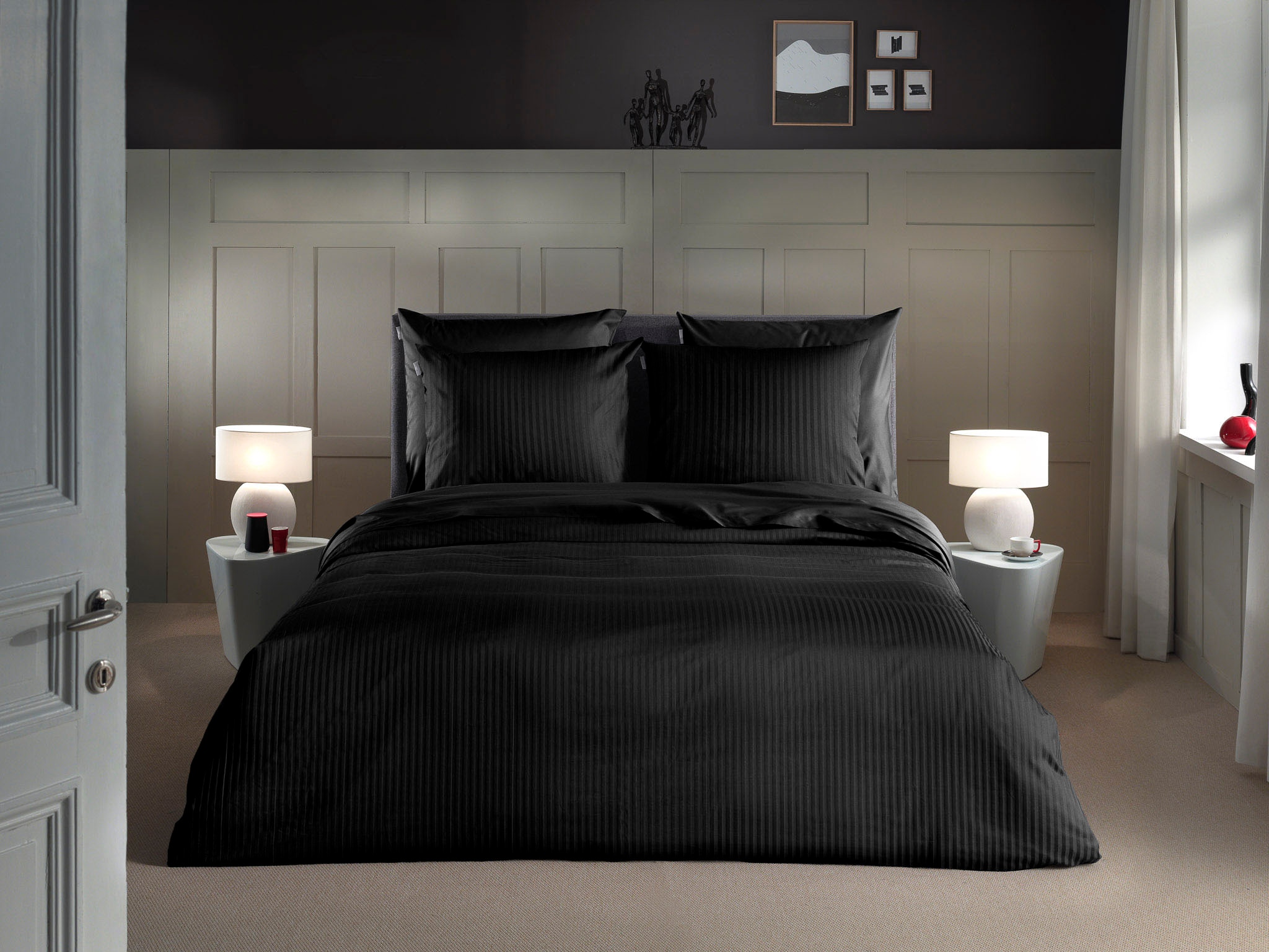 Heckett & Lane Bettwäsche »Banda« 2 Stk. tlg. hochwertiges Mako-Satin, Stre günstig online kaufen