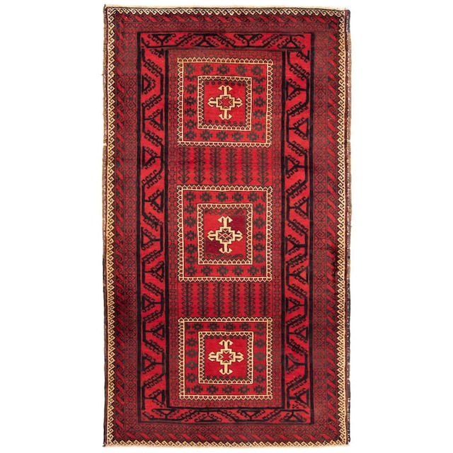 morgenland Wollteppich »Belutsch Medaillon Rosso 224 x 119 cm«, rechteckig,  Handgeknüpft online kaufen