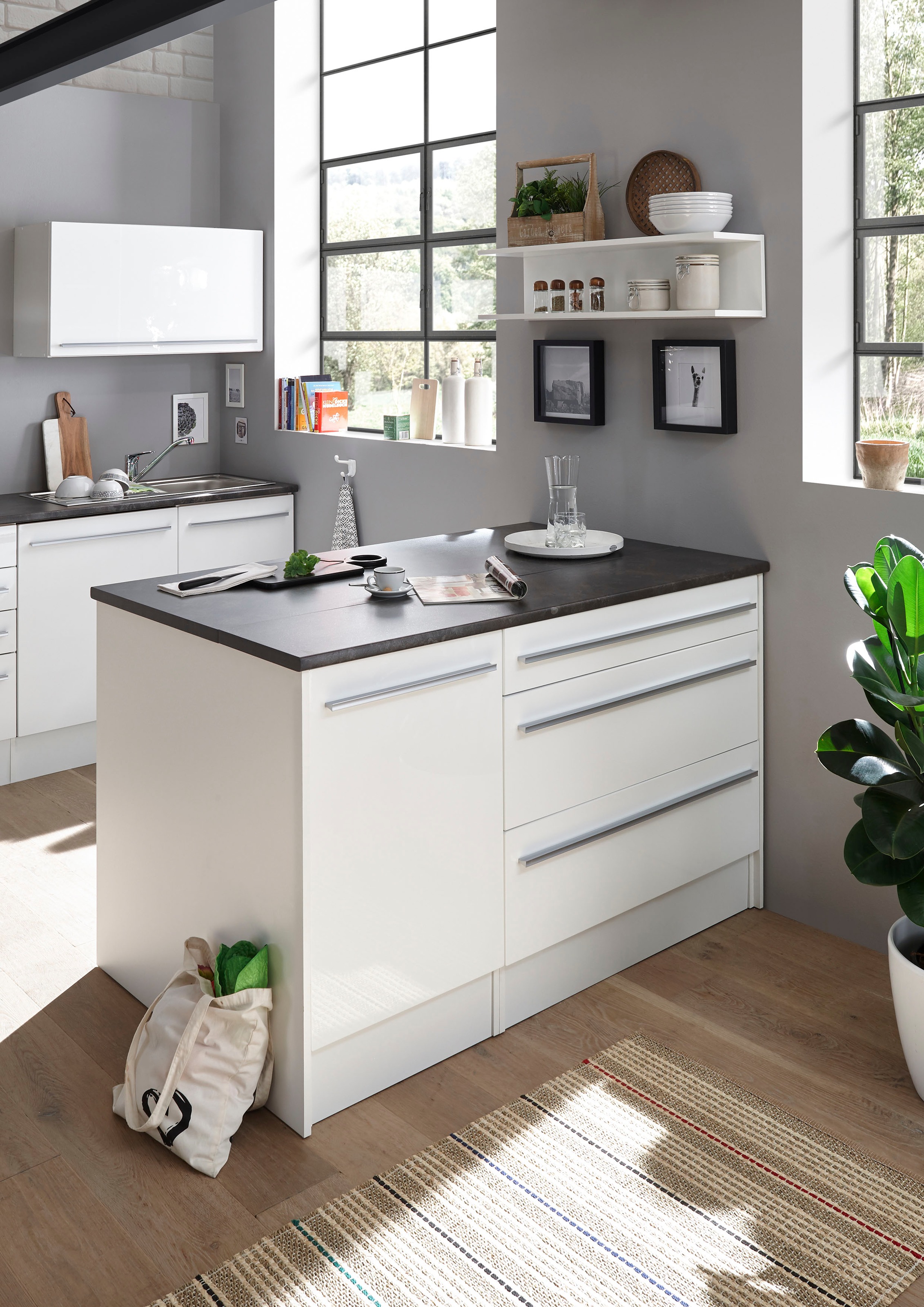 BASIC by Balculina Kücheninsel »Jazz Kücheninsel«, Breite 145 cm, Türen und günstig online kaufen