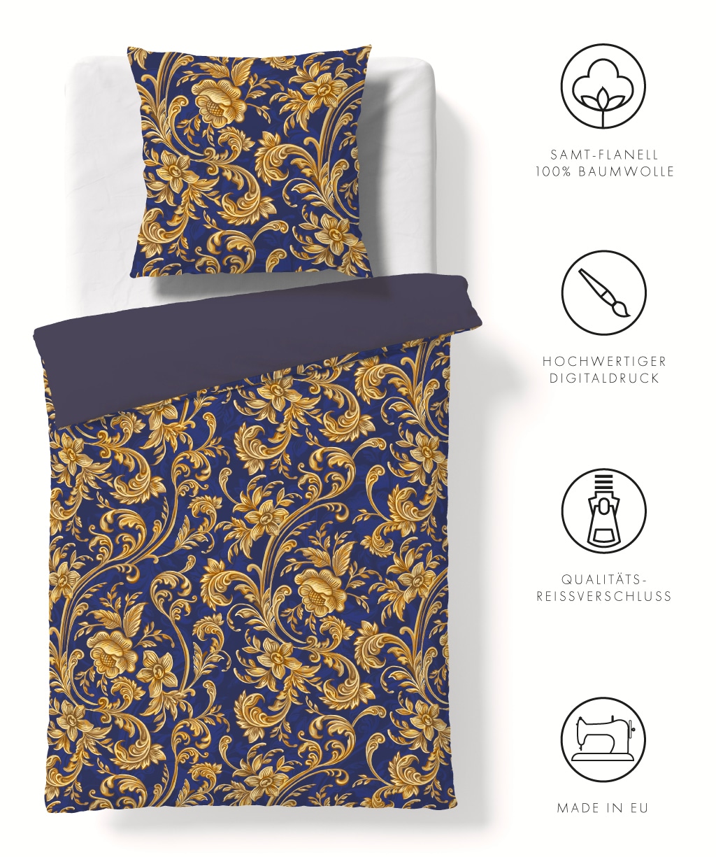 fleuresse Wendebettwäsche »Valencia« 3 Stk. tlg. kuschelweicher Flanell mit günstig online kaufen