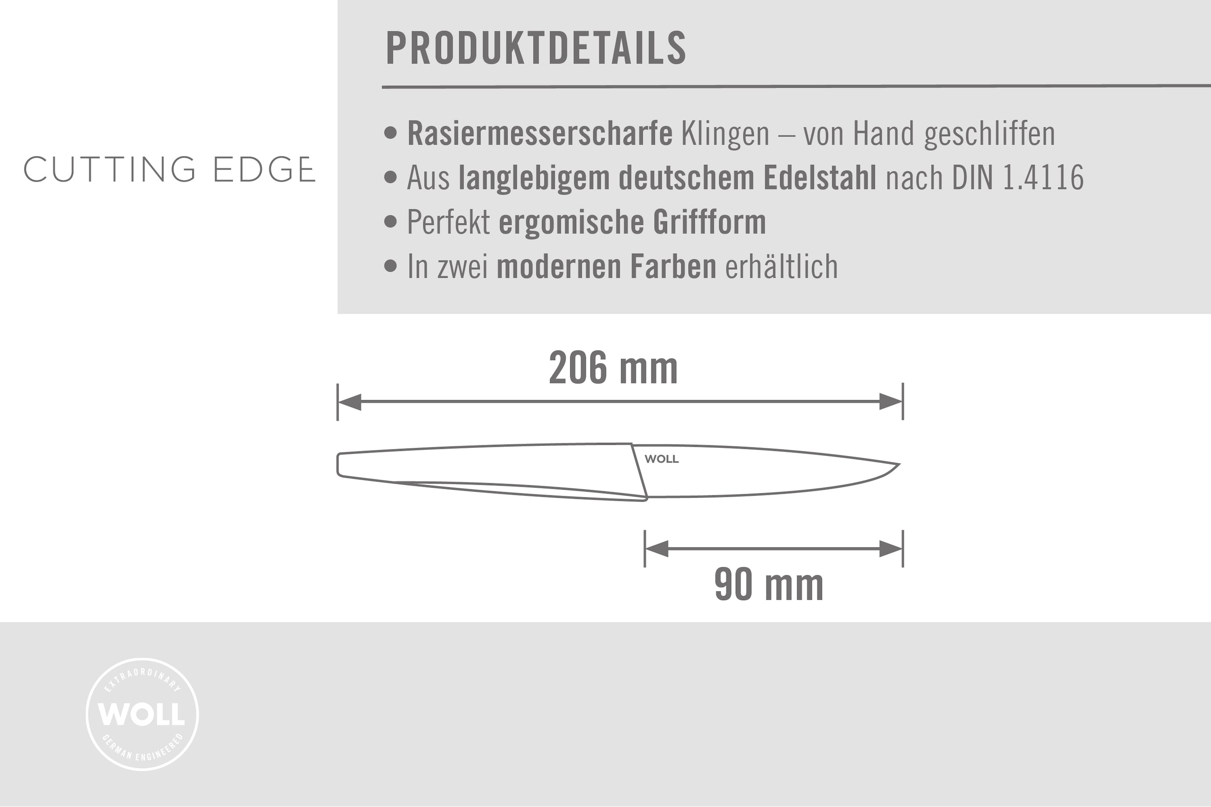 WOLL Gemüsemesser »Cutting Edge« aus deutschem Edelstahl gemäß DIN 1.4116