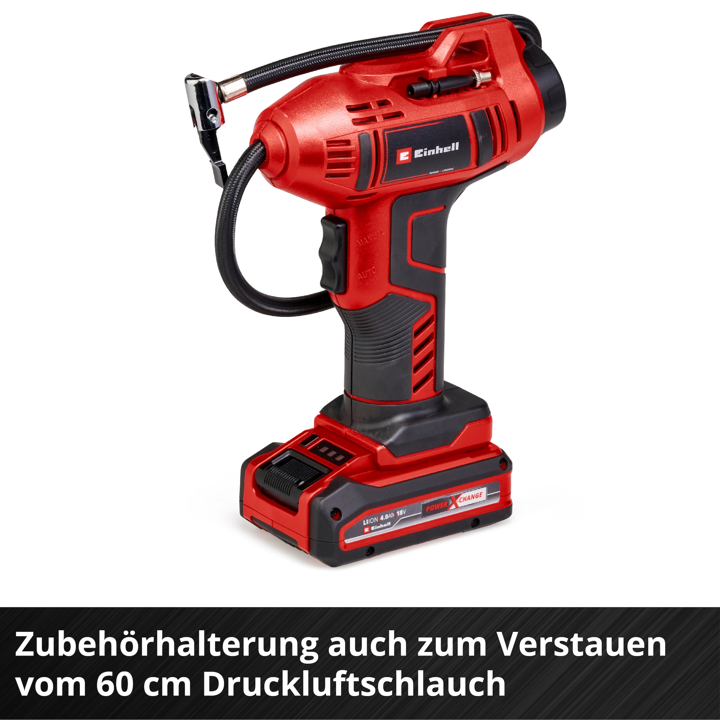 Einhell Akku-Handkompressor »CE-CC 18 Li-Solo«, (Set, 5 tlg.), Inklusive 3-teiligem Adapter-Set, ohne Akku, ohne Ladegerät