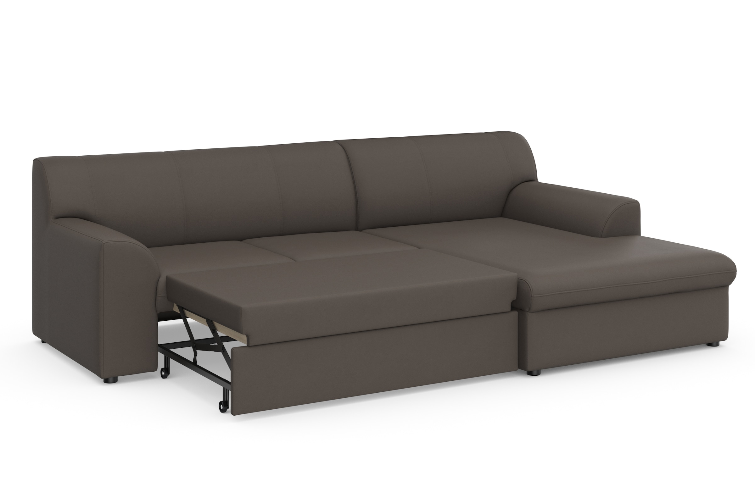 DOMO collection Ecksofa »Topper, elegant und zeitlos, kompaktes Stellmaß 245/155cm, L-Form«, mit Recamiere, wahlweise mit Schlaffunktion