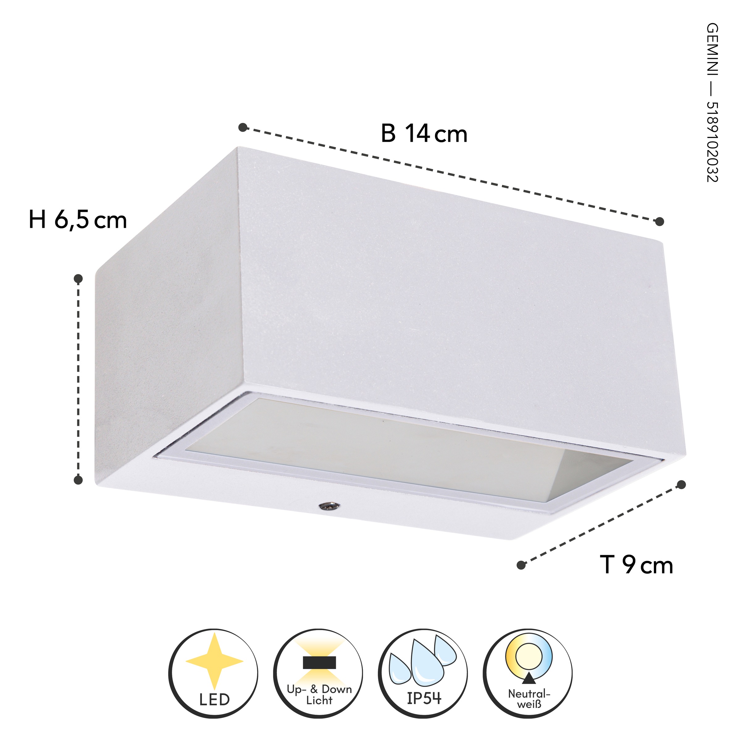 LUTEC LED Außen-Wandleuchte »LED-Aussenwandleuchte GEMINI«, 2 flammig, Leuchtmittel LED-Board | LED fest integriert, Up- & Downlight