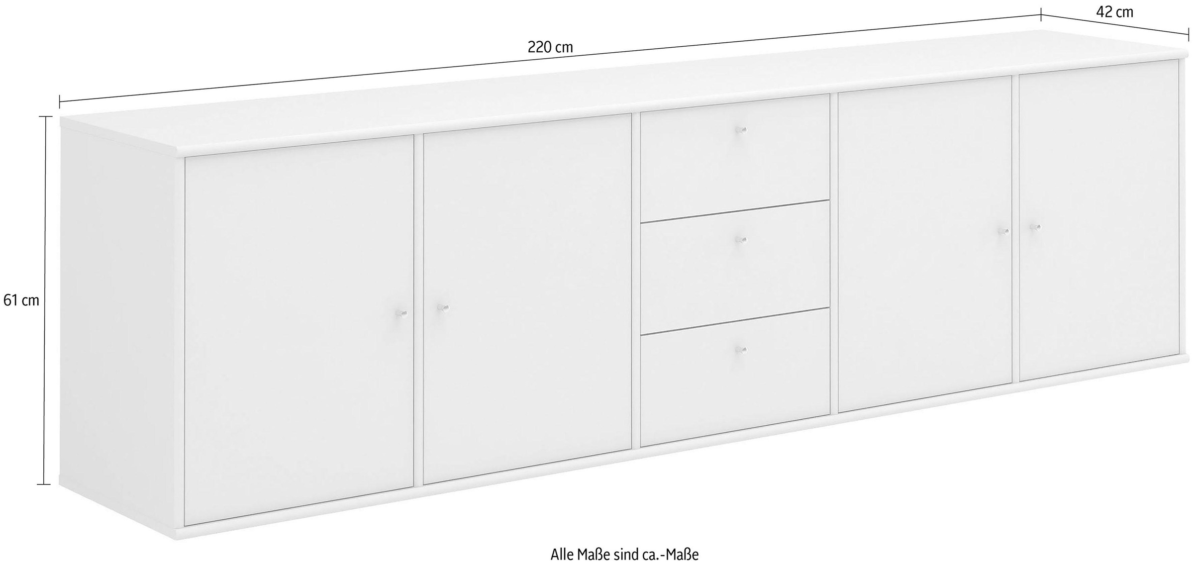 Hammel Furniture Sideboard »Mistral, Hochwertig Schrank, hängend/stehend montierbar«, mit Türen und Schubladen, B: 220 cm, anpassungsbar Designmöbel