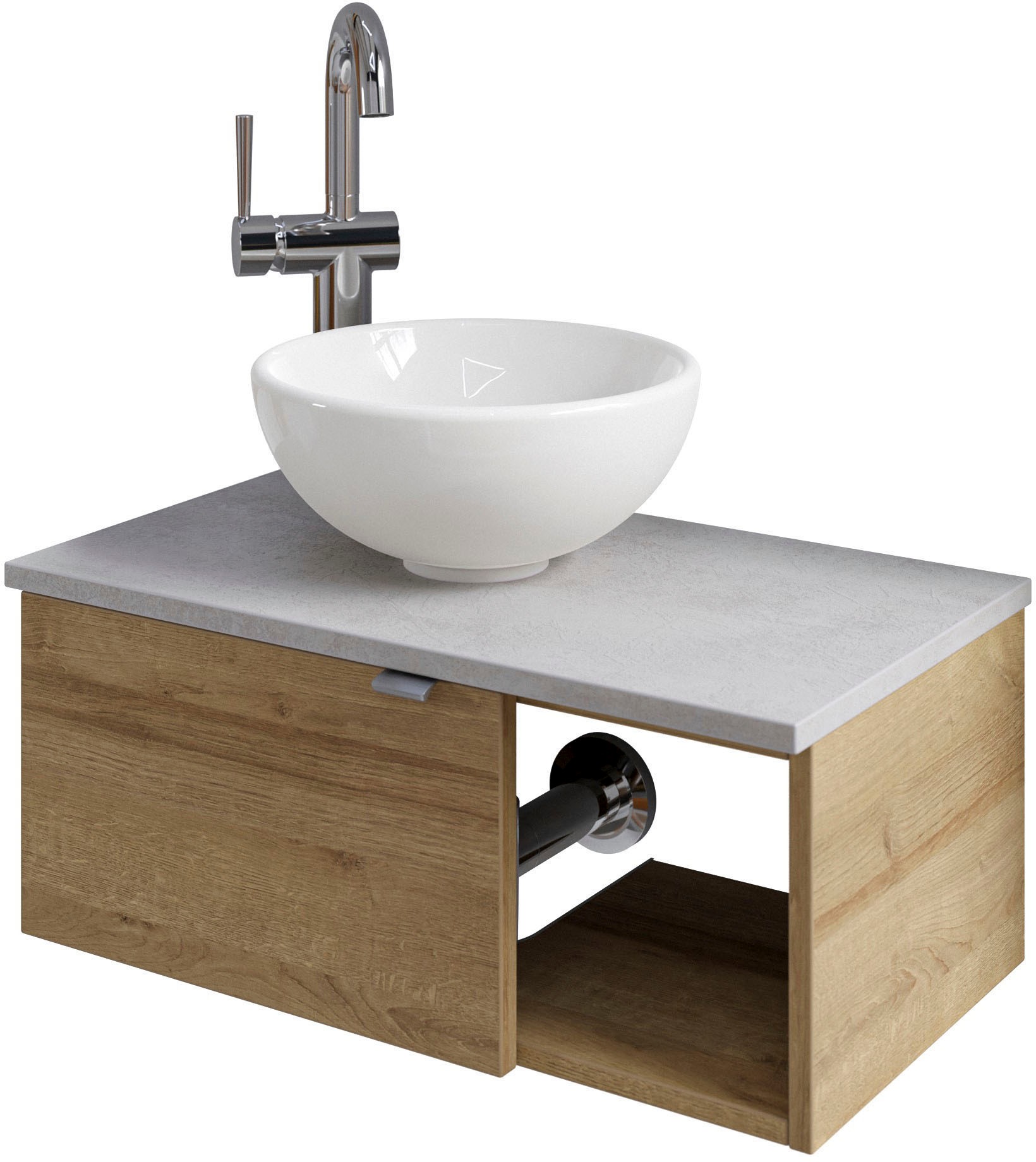 Saphir Waschtisch »Serie 6915 Waschschale mit Unterschrank für Gästebad, Gäste WC«, 61 cm breit, 1 Tür, offenes Fach, kleine Bäder, ohne Armatur