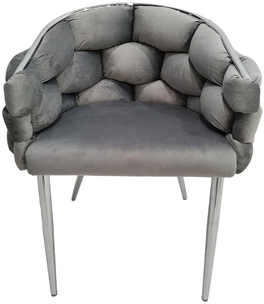Kayoom Polsterstuhl »Stuhl Grace 125 2er-Set, Gestell aus Eisen, bequem gepolstert«, (Set), 2 St., Graziöses Design, absolutes Eye-Catcher, geflochtener Rücken