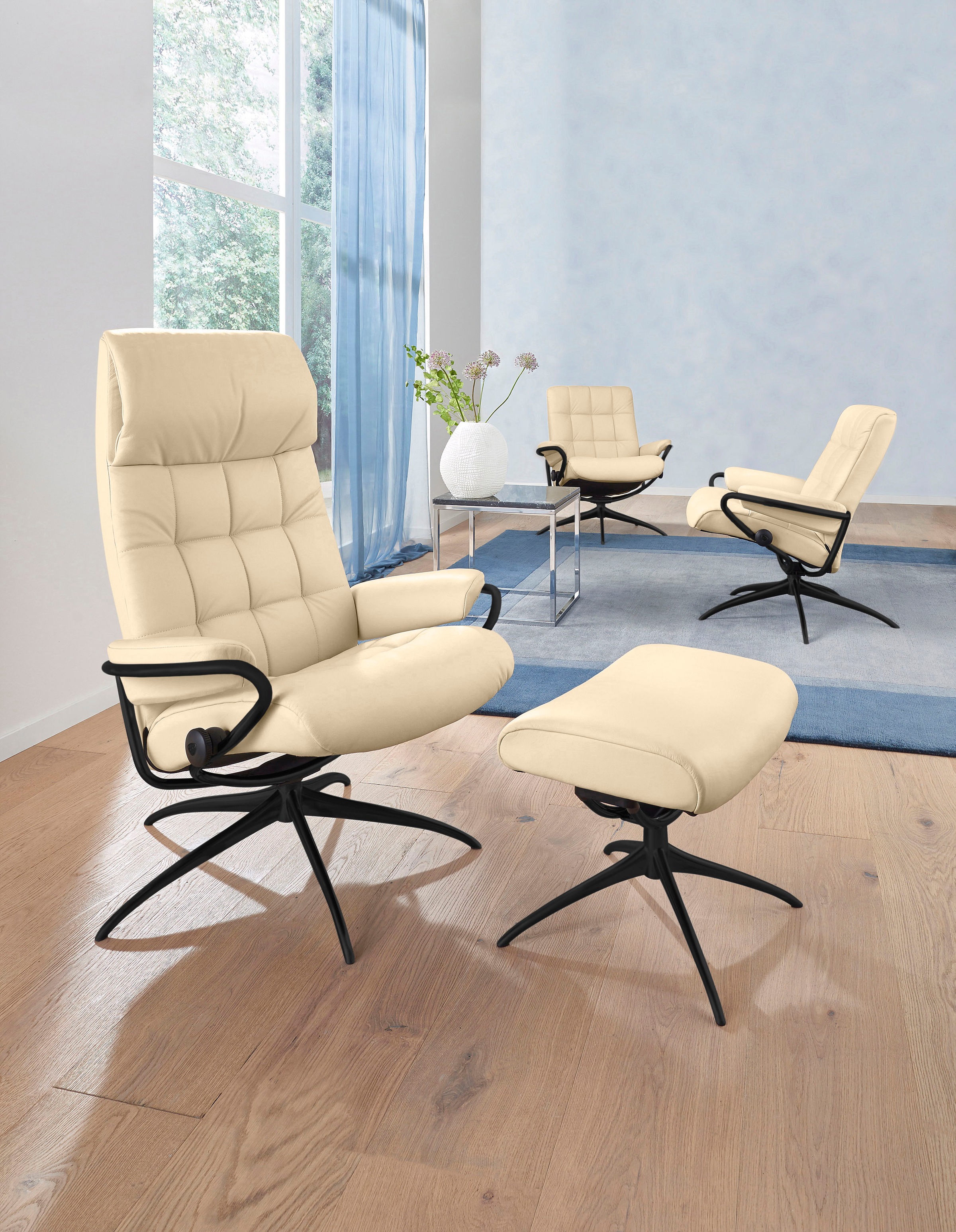 Stressless® Relaxsessel »London«, (Set, Relaxsessel mit Hocker), mit Hocker, High Back, mit Star Base, Gestell Schwarz